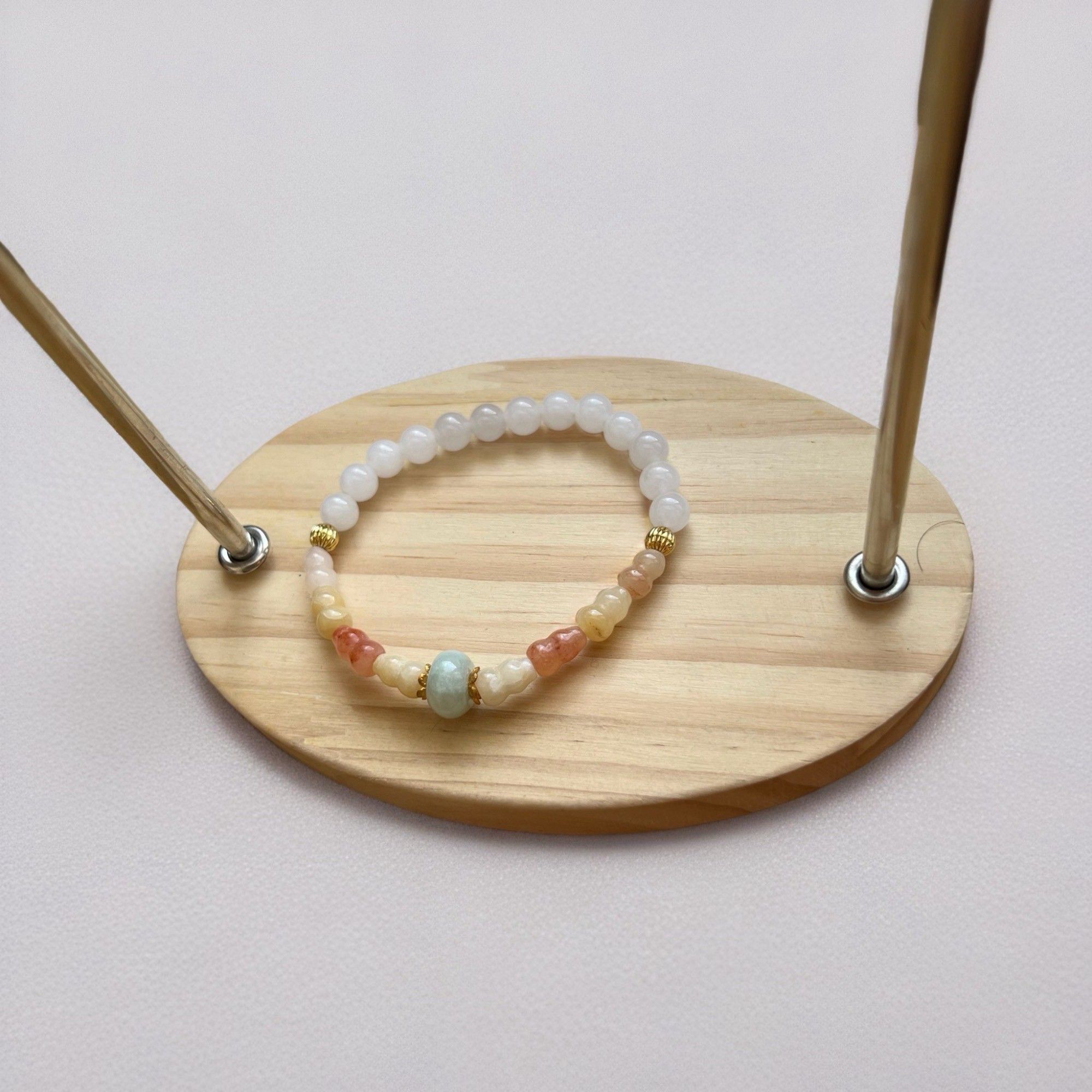 👉【沫緞微光】金絲玉 × 葫蘆設計款 6mm｜16cm｜天然水晶手鍊 招財聚福 平安健康 吉祥寓意