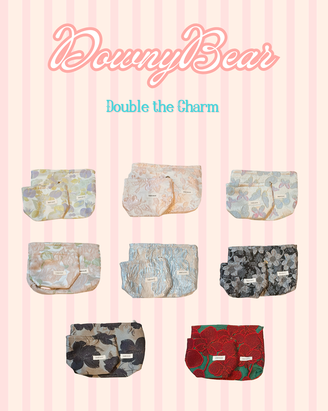 日系浮雕棉麻收納包，成套出售（大+小）