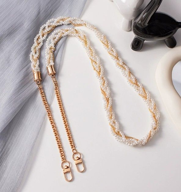 少女款珍珠手機背繩