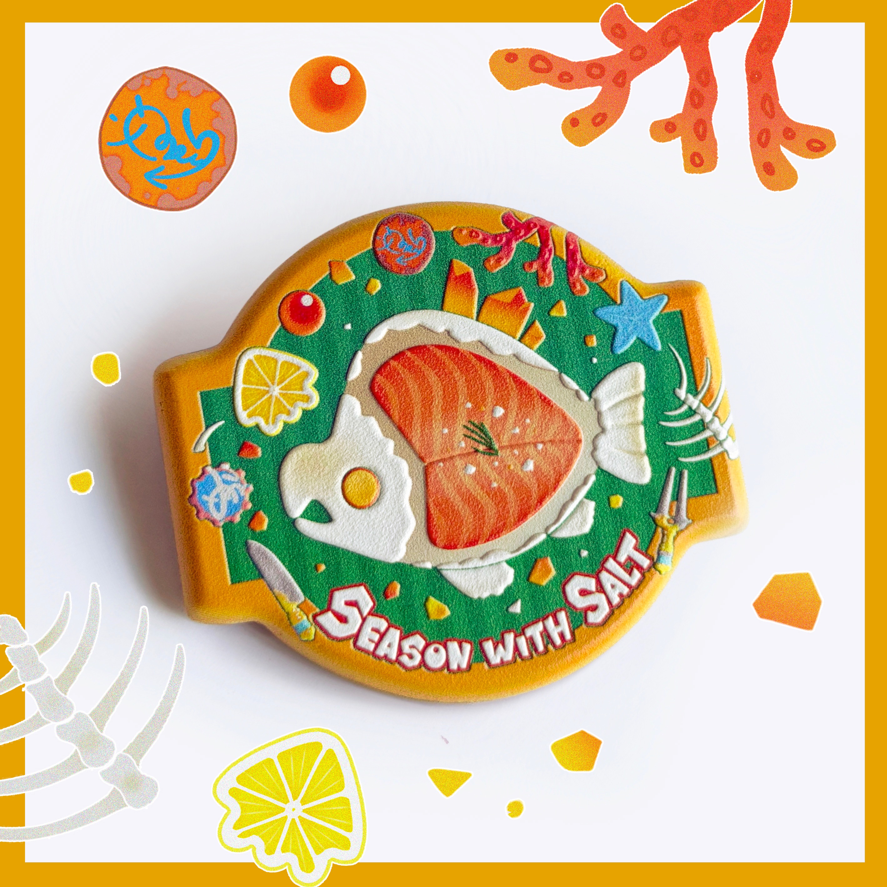 🍴極品美味💛浮雕木片徽章/磁鐵