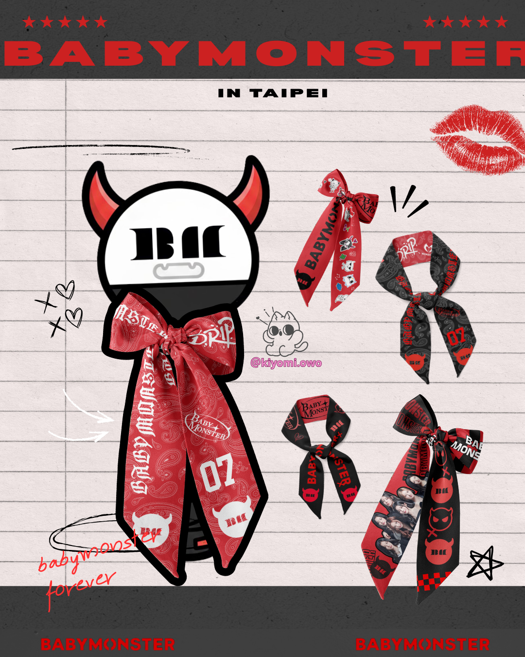 Babymonster 寶怪 應援雙面絲巾