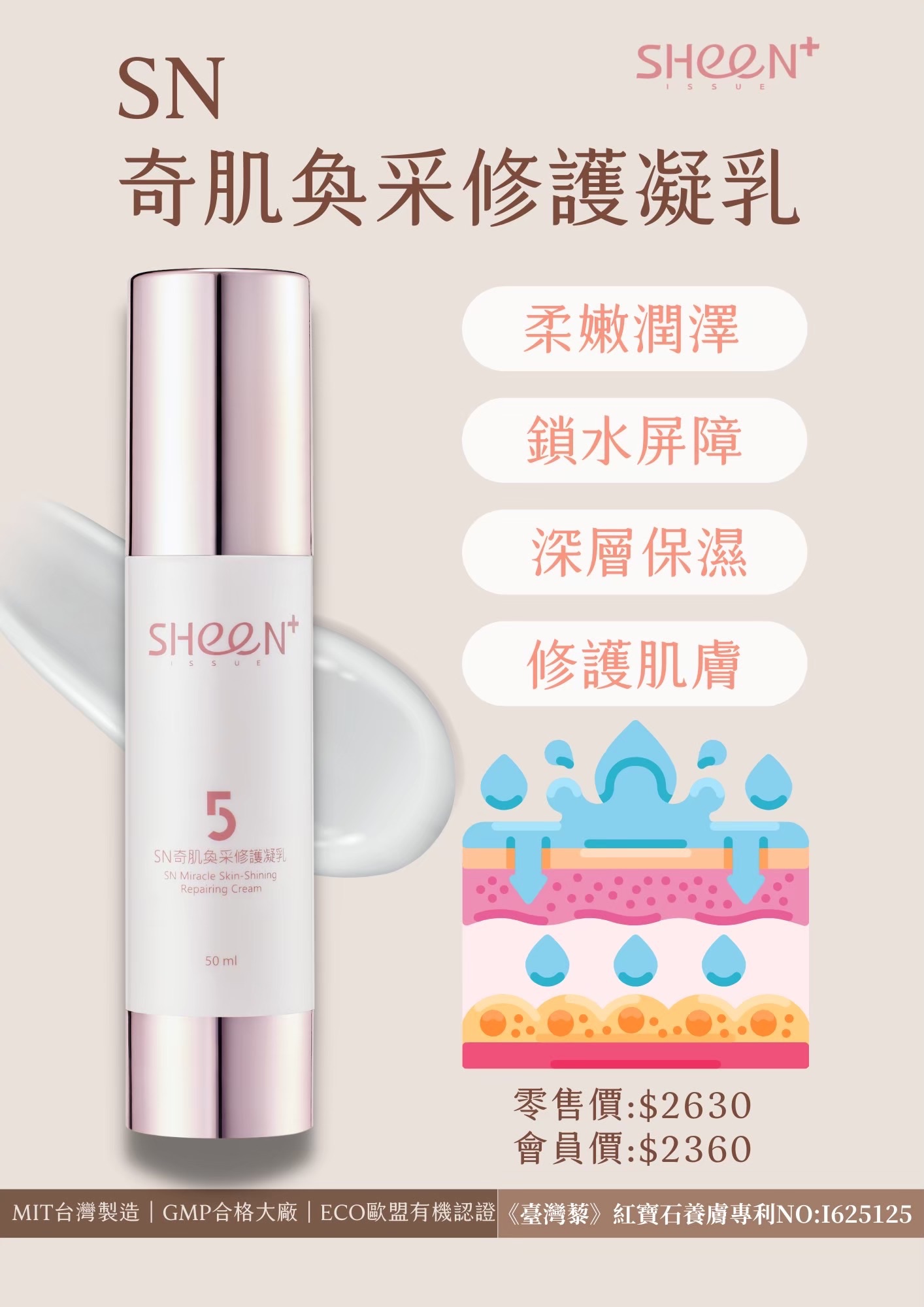 熙恩SHeen SN奇肌煥采修護凝乳