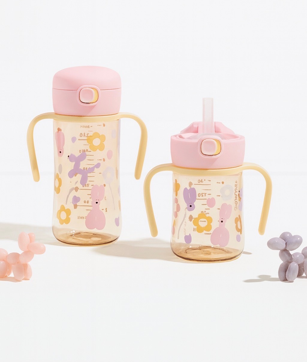 新款 韓國 Moyuum 櫻花粉 防漏水壺 學習杯