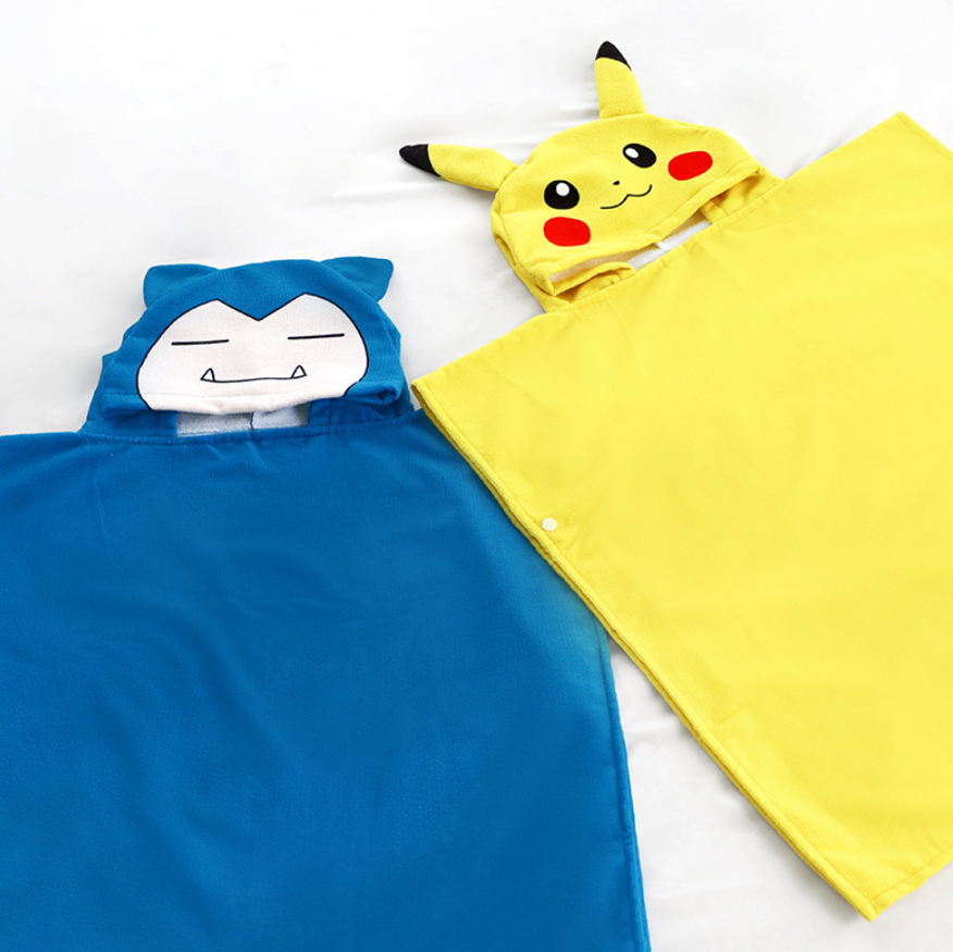 韓國正版授權神奇寶貝 精靈寶可夢Pokemon 皮卡丘 卡比獸 連帽毛巾 沙灘巾 連帽浴巾 斗篷浴巾
