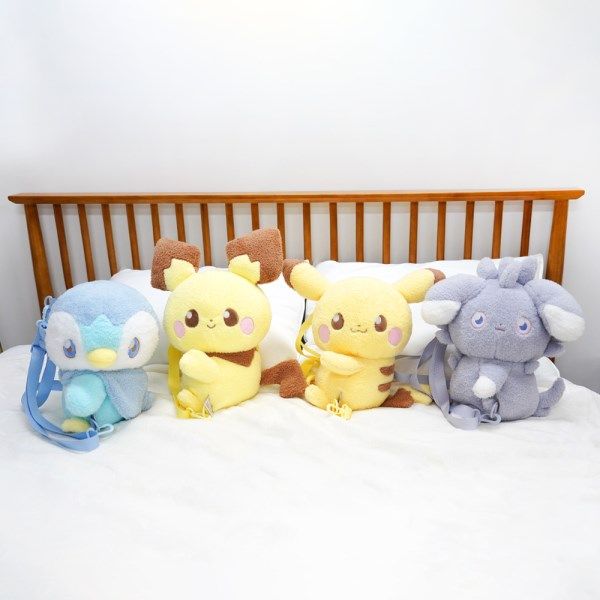 韓國正版授權神奇寶貝 精靈寶可夢Pokemon 波加曼 皮卡丘 妙喵 皮丘 毛巾布 造型背包 後背包 30公分高