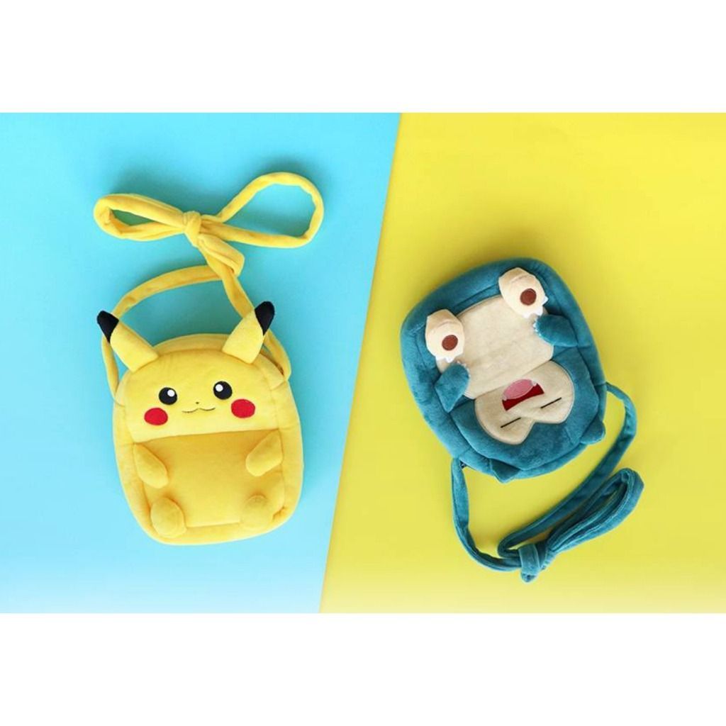 韓國正版授權神奇寶貝 精靈寶可夢Pokemon - 皮卡丘 卡比獸 毛絨側肩包 手機包 收納包