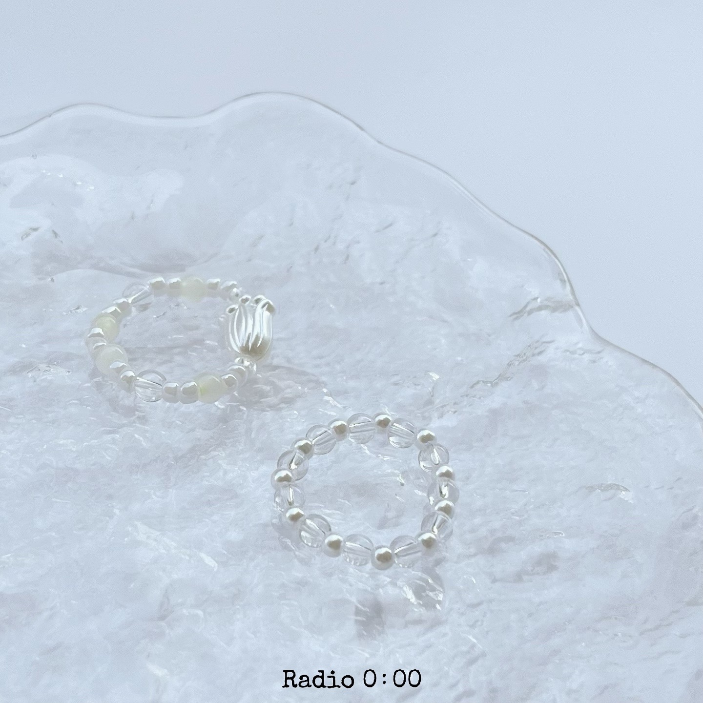 A07 白玉珍珠 /鬱金香 彈力戒指