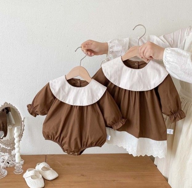 秋季預購-【拼色娃娃領包屁哈衣+洋裝】