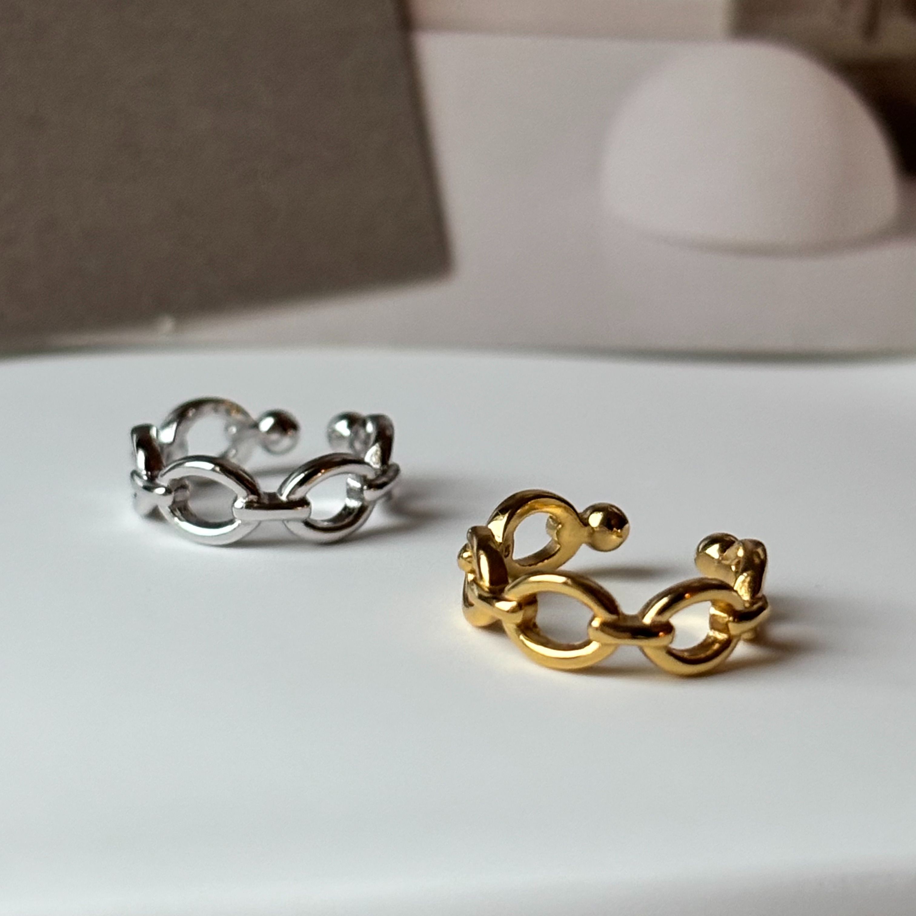 𝐍𝐎𝐖𝐀𝐃𝐀𝐘𝐒 | [925純銀]鏤空鎖鏈扣環耳夾-單支 飾品 韓系 氣質 nowadays