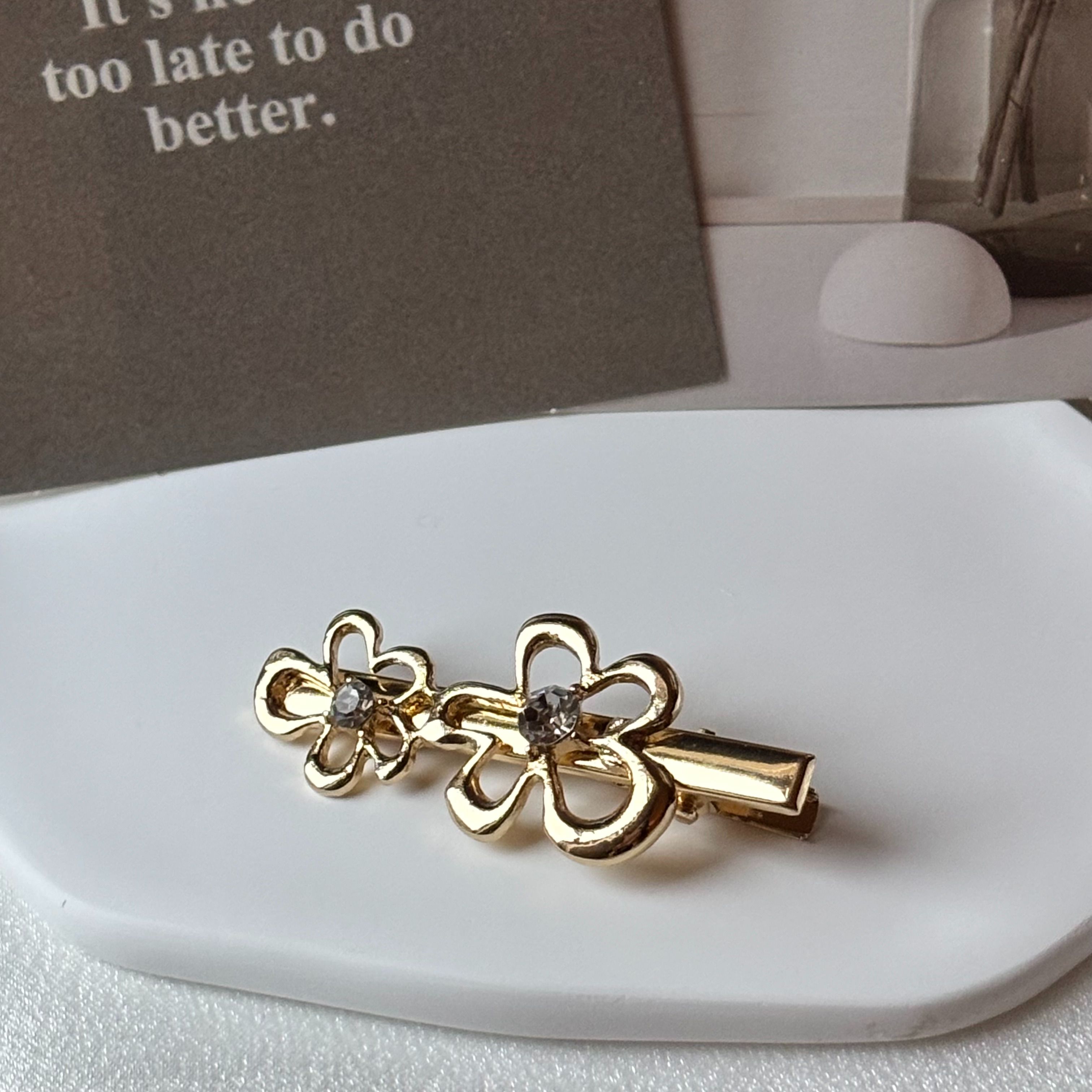 𝐍𝐎𝐖𝐀𝐃𝐀𝐘𝐒 | 金色水鑽花朵髮夾 飾品 韓系 氣質 nowadays