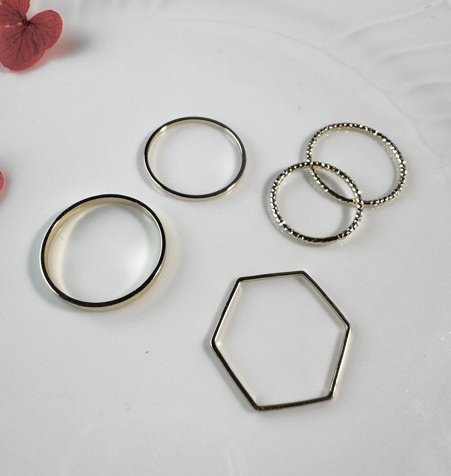 𝐍𝐎𝐖𝐀𝐃𝐀𝐘𝐒 | [日本直送]幾何疊戴戒指組（金/銀）nowadays