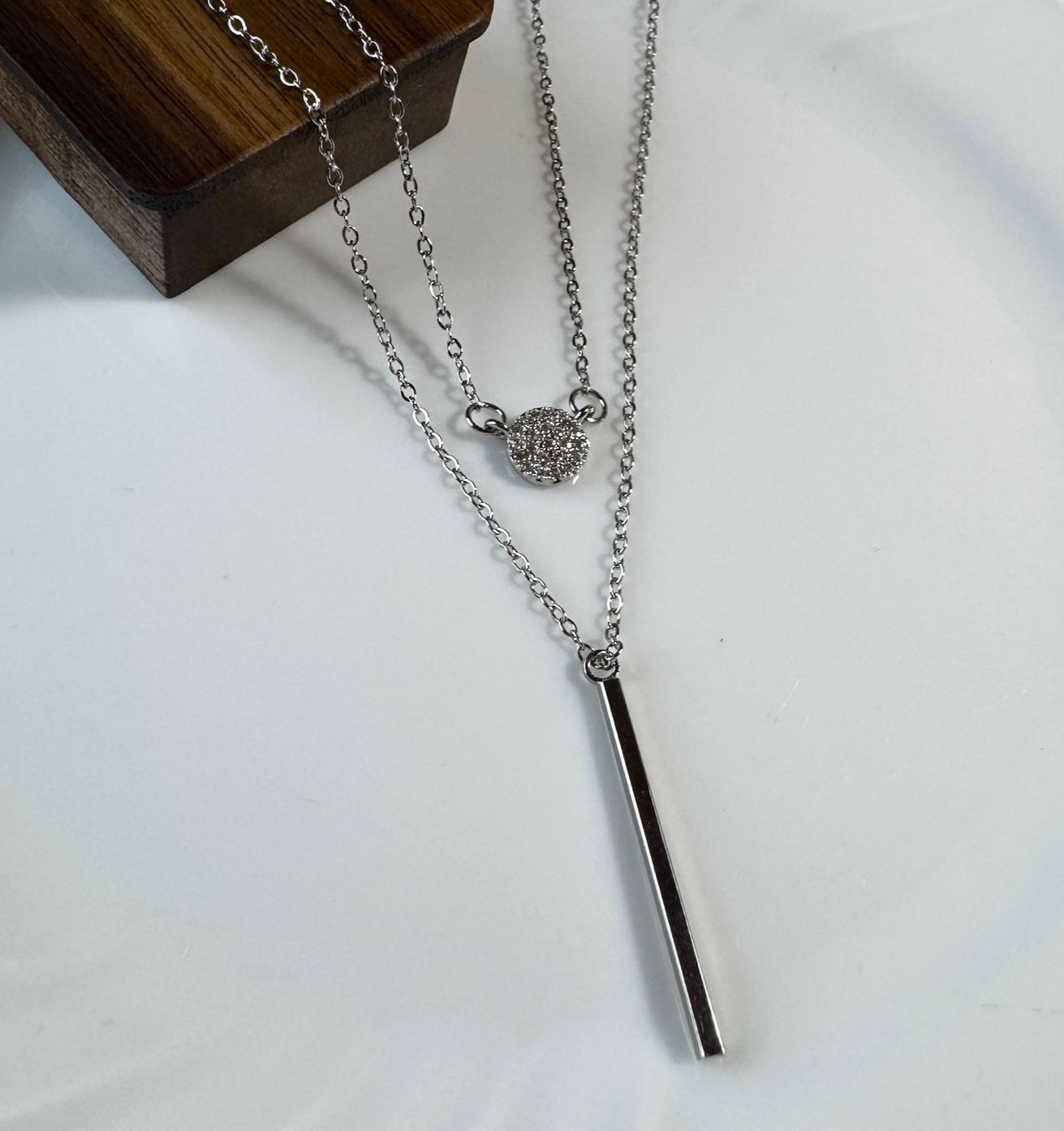 𝐍𝐎𝐖𝐀𝐃𝐀𝐘𝐒｜[316L醫療鋼]圓與直 輕鑽質感疊戴項鍊 醫療鋼 項鍊 nowadays