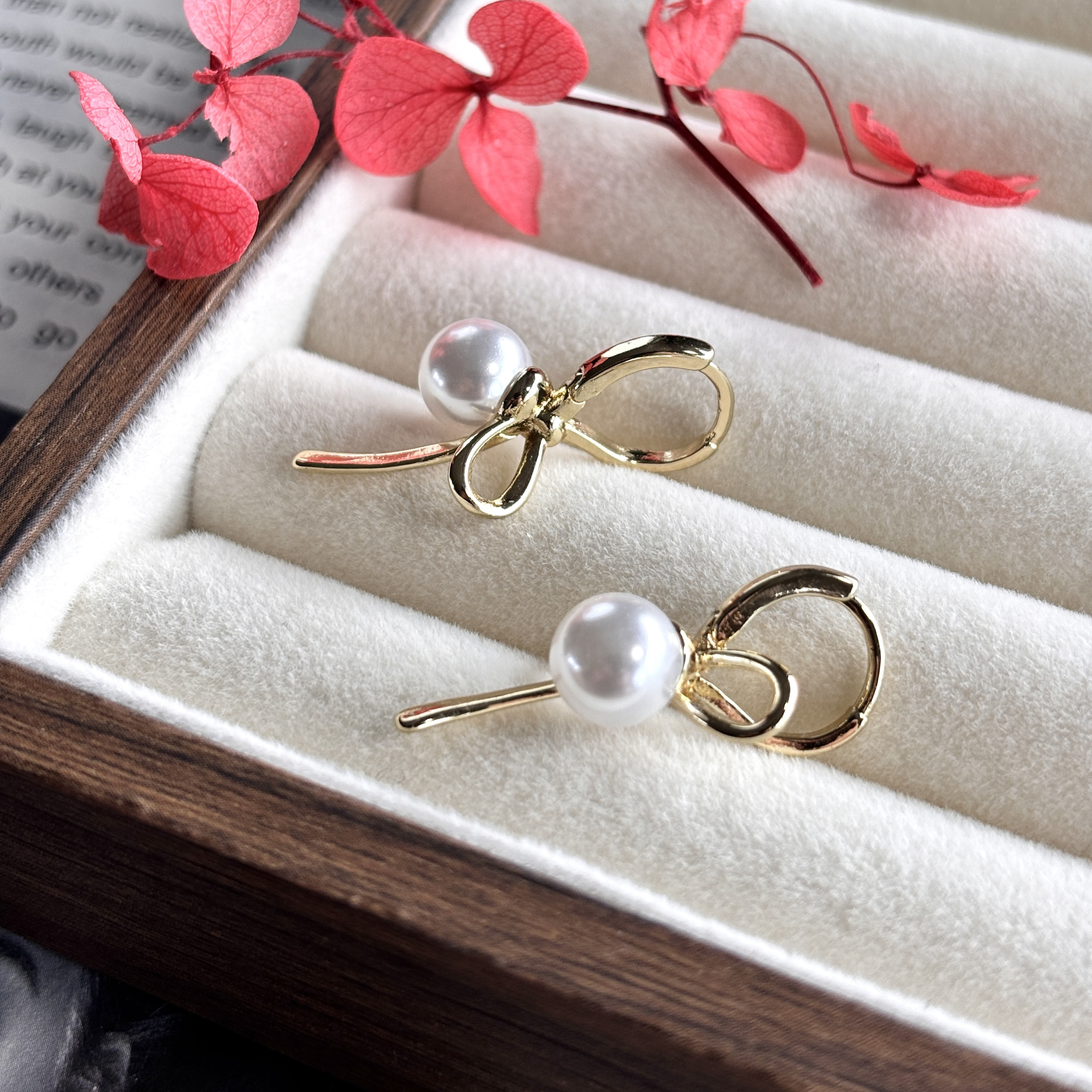 𝐍𝐎𝐖𝐀𝐃𝐀𝐘𝐒 | [925銀針]優雅氣質蝴蝶結珍珠耳環 飾品 韓系 氣質 nowadays