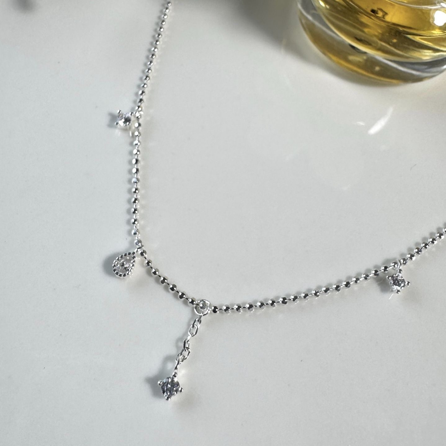 𝐍𝐎𝐖𝐀𝐃𝐀𝐘𝐒｜[925純銀]白洋水滴鋯石鎖骨鍊 項鍊 925純銀 純銀 nowadays