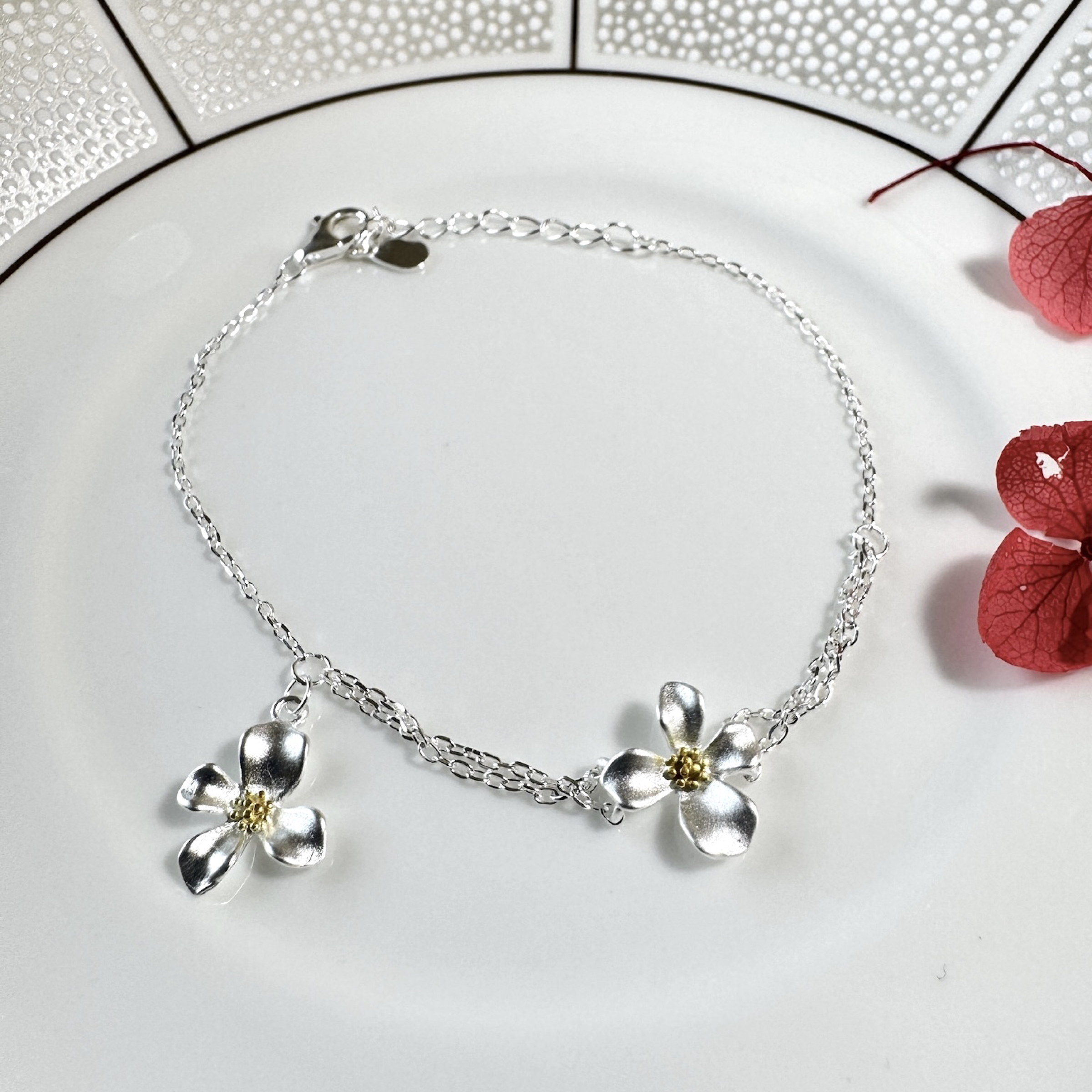 𝐍𝐎𝐖𝐀𝐃𝐀𝐘𝐒｜[925純銀]優雅梔子花疊戴手鍊 手鍊 nowadays
