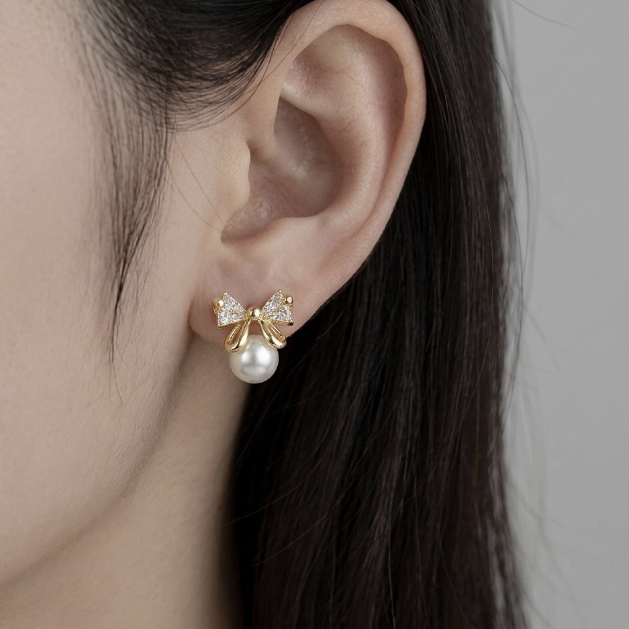 𝐍𝐎𝐖𝐀𝐃𝐀𝐘𝐒 | [日本直送]蝴蝶結珍珠氣質耳針 韓系 氣質 耳針 nowadays