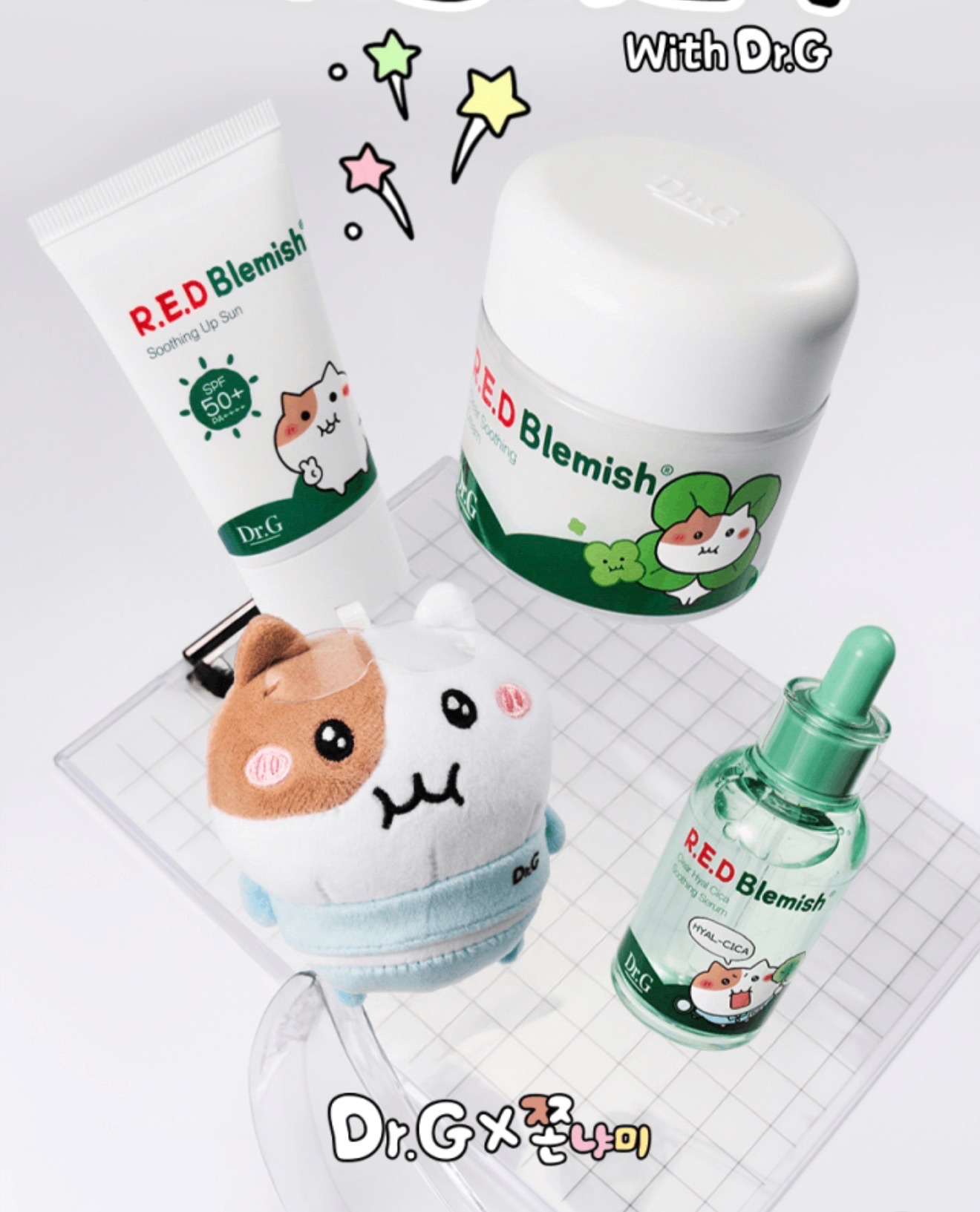 Dr.G 쫀냐미 Zzonnyam聯名包裝 積雪草舒緩保濕精華霜 面霜70ml+軟管70ml+精華20ml+面膜