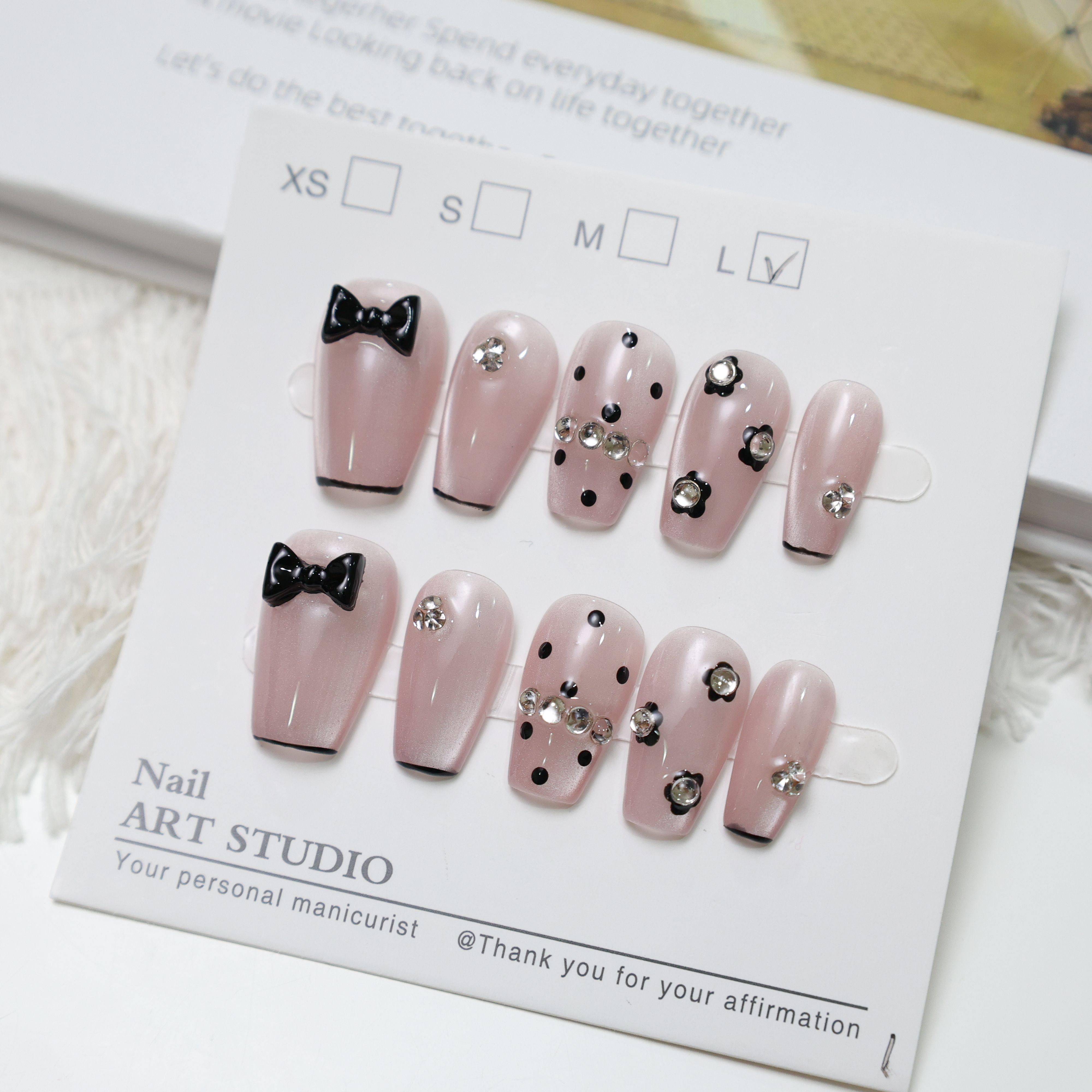 (L 號)半手工穿戴甲-黑色禮物