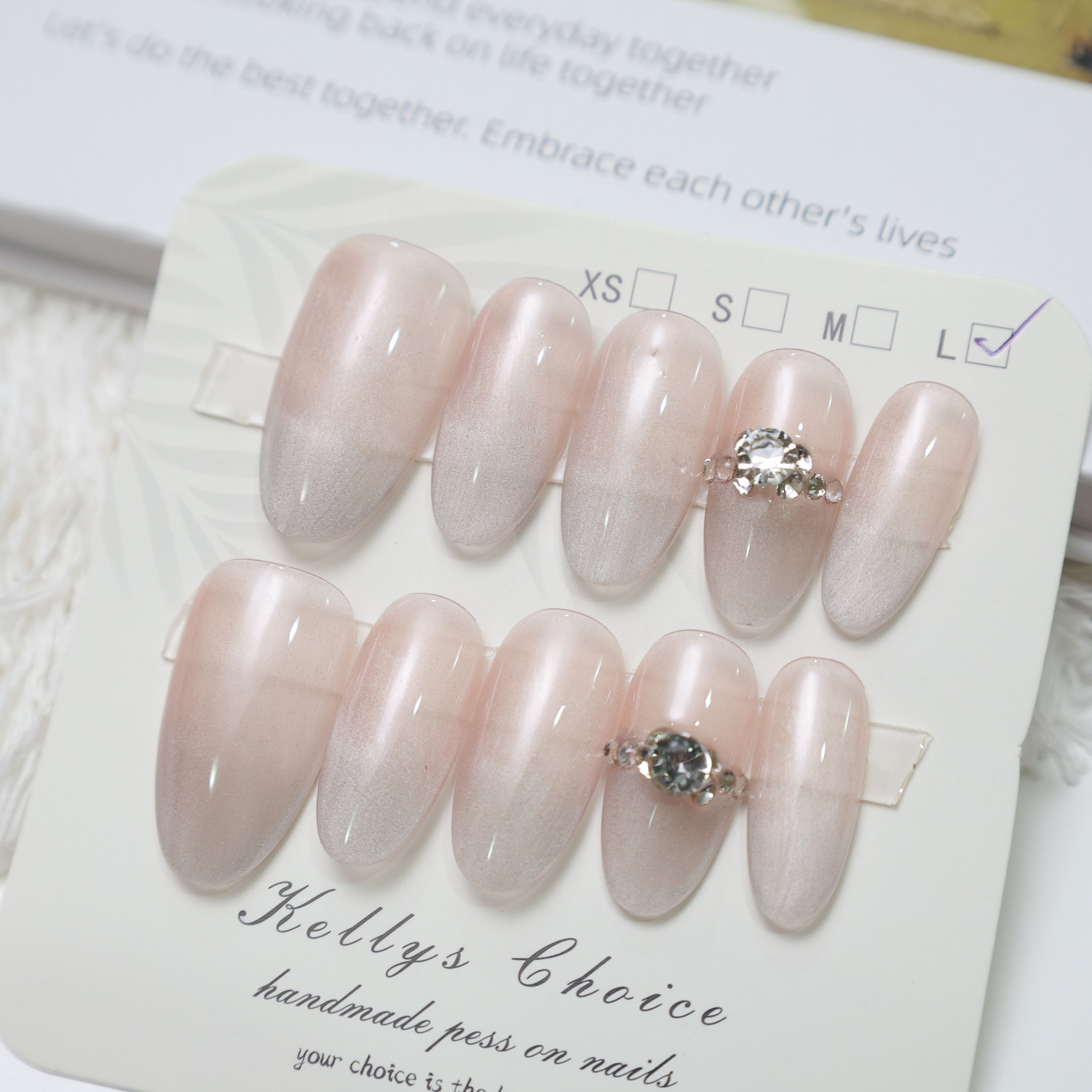 (L 號)半手工穿戴甲-04薄紗婚戒