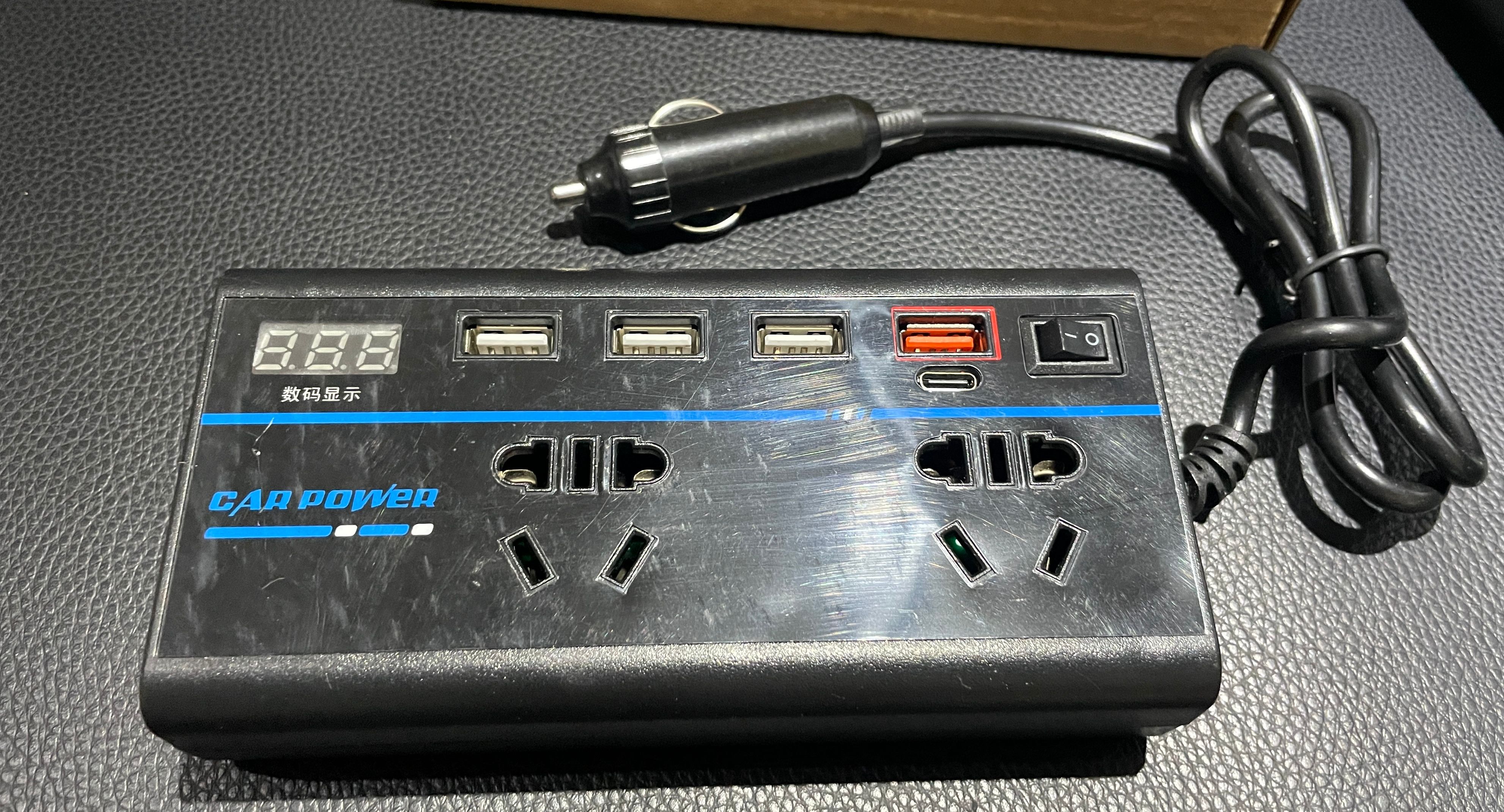 219.200w電源轉換器 車用逆變器 12V24V轉220V 8口拓展 帶氛圍燈 數顯逆變器 汽車充電器 閃充口