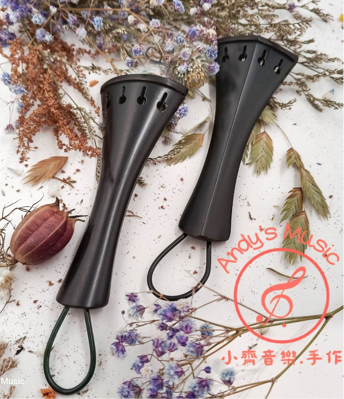 烏木小提琴拉弦板 – 附尾繩