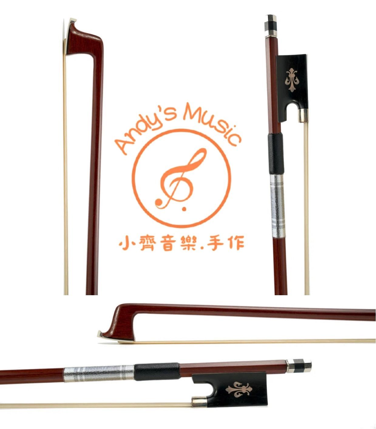 🎻 高級鳶尾花鑲嵌小提琴弓｜3/4・4/4