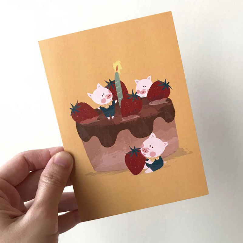 一個小蛋糕的祝福 明信片  | Happy Birthday card