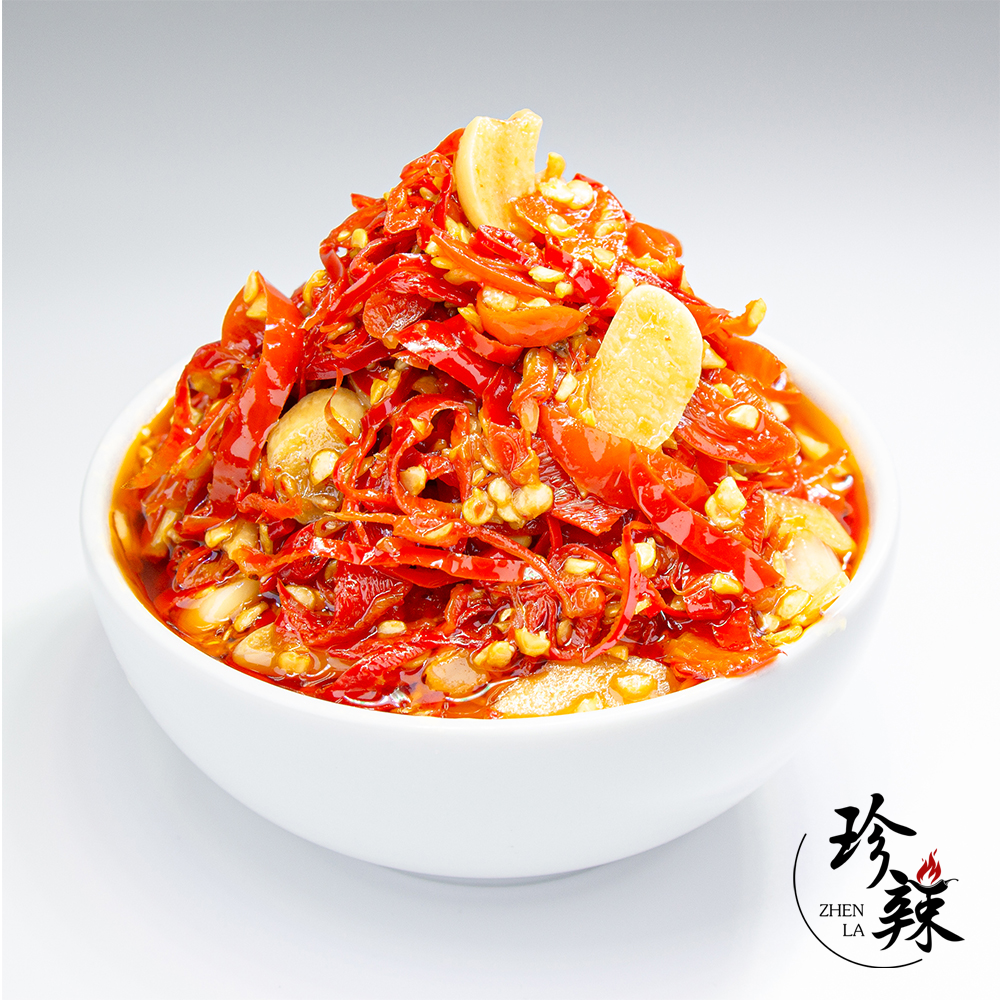 珍辣家傳 蒜頭辣椒 獨家濃香生蒜+朝天椒配方 [ 五辛素 ] 傳承屏東25年「好口味」品牌 （超商最多寄9瓶）