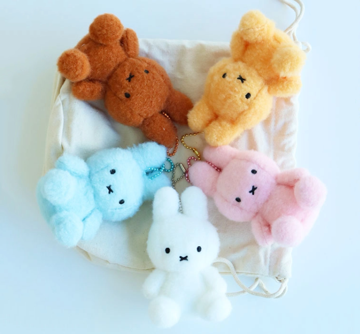 韓國正版代購 米飛兔 米菲兔 Miffy 純色毛絨絨 5色 玩偶吊飾 娃娃 鑰匙圈 8cm/13cm