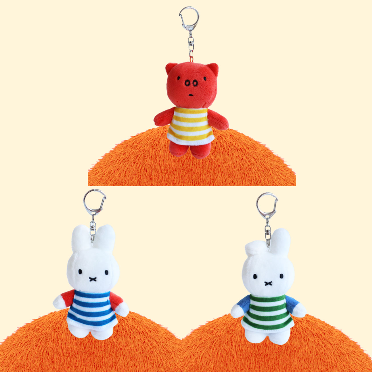 韓國正版代購 米飛兔 米菲兔 Miffy 小豬派皮 Poppy Pig 條紋裙 玩偶吊飾 娃娃 鑰匙圈 12cm
