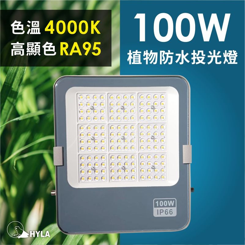 新品 現貨 海拉植物燈 仿太陽光 RA95高顯色 全光譜 戶外防水 LED投光燈100W， 農業 多肉 花卉 專用照明
