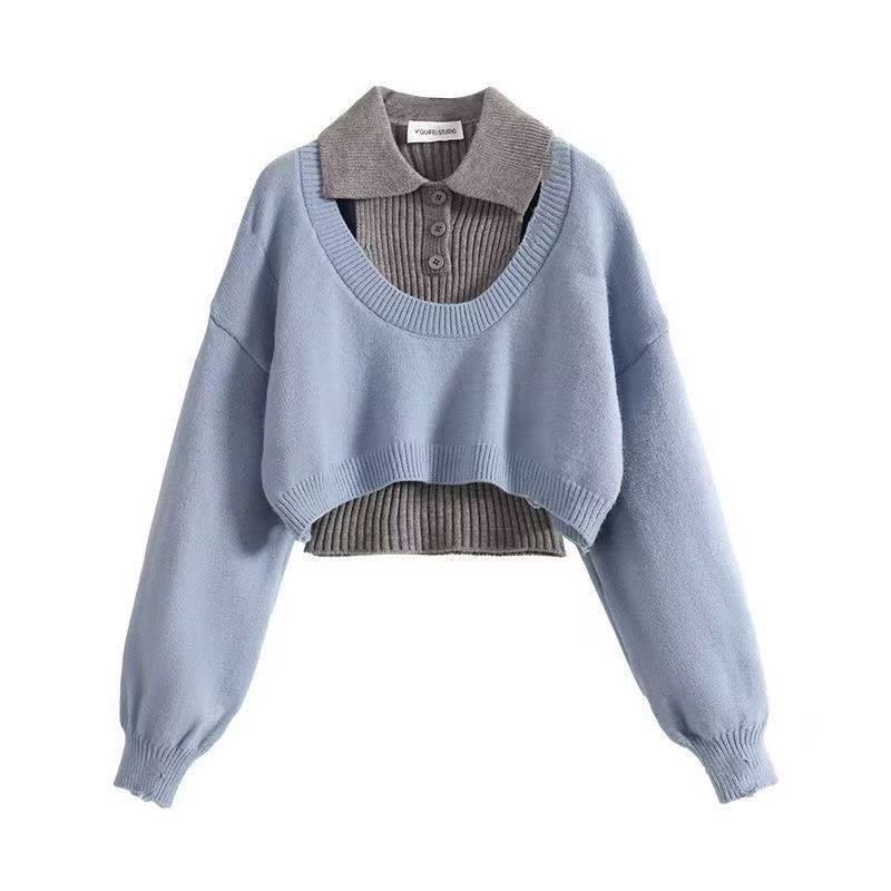 顯腿長！短款兩件式疊穿毛衣🤍