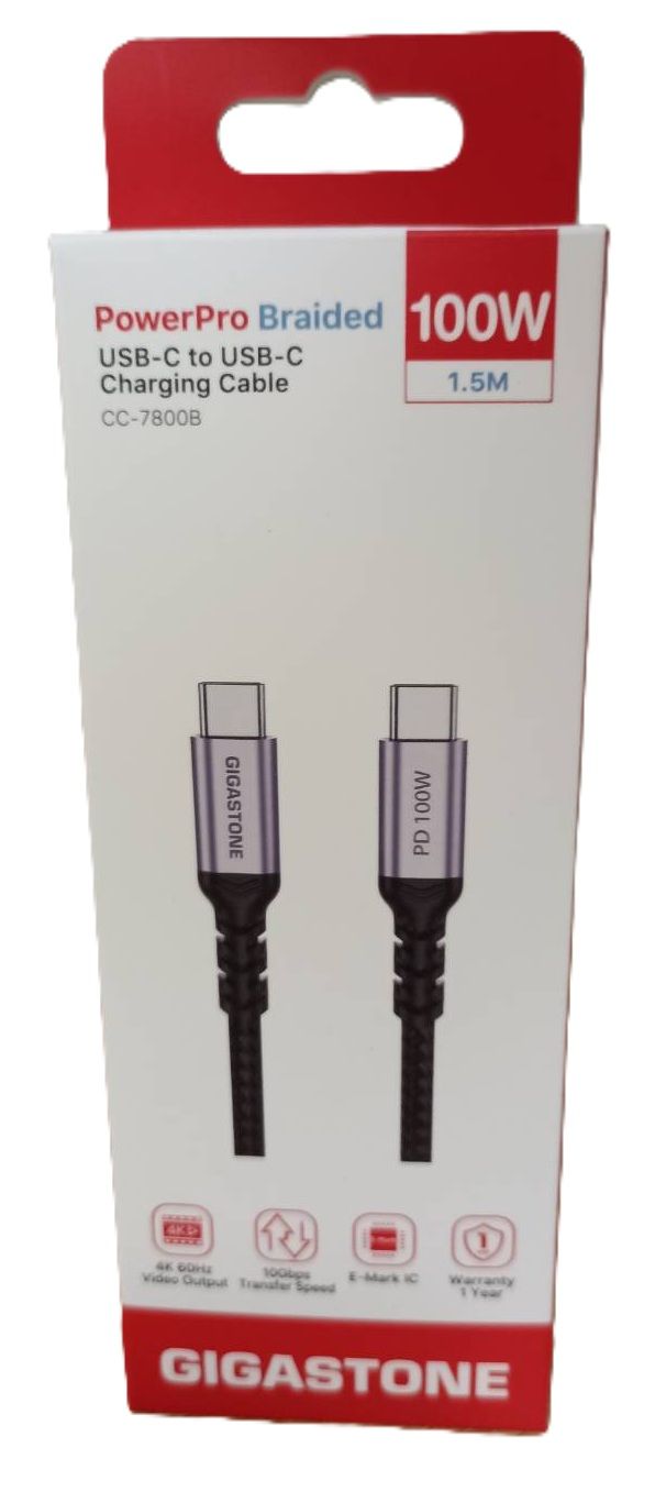 GIGASTONE CC-7800B 100W USB-C to USB-C Gen2 充電傳輸線