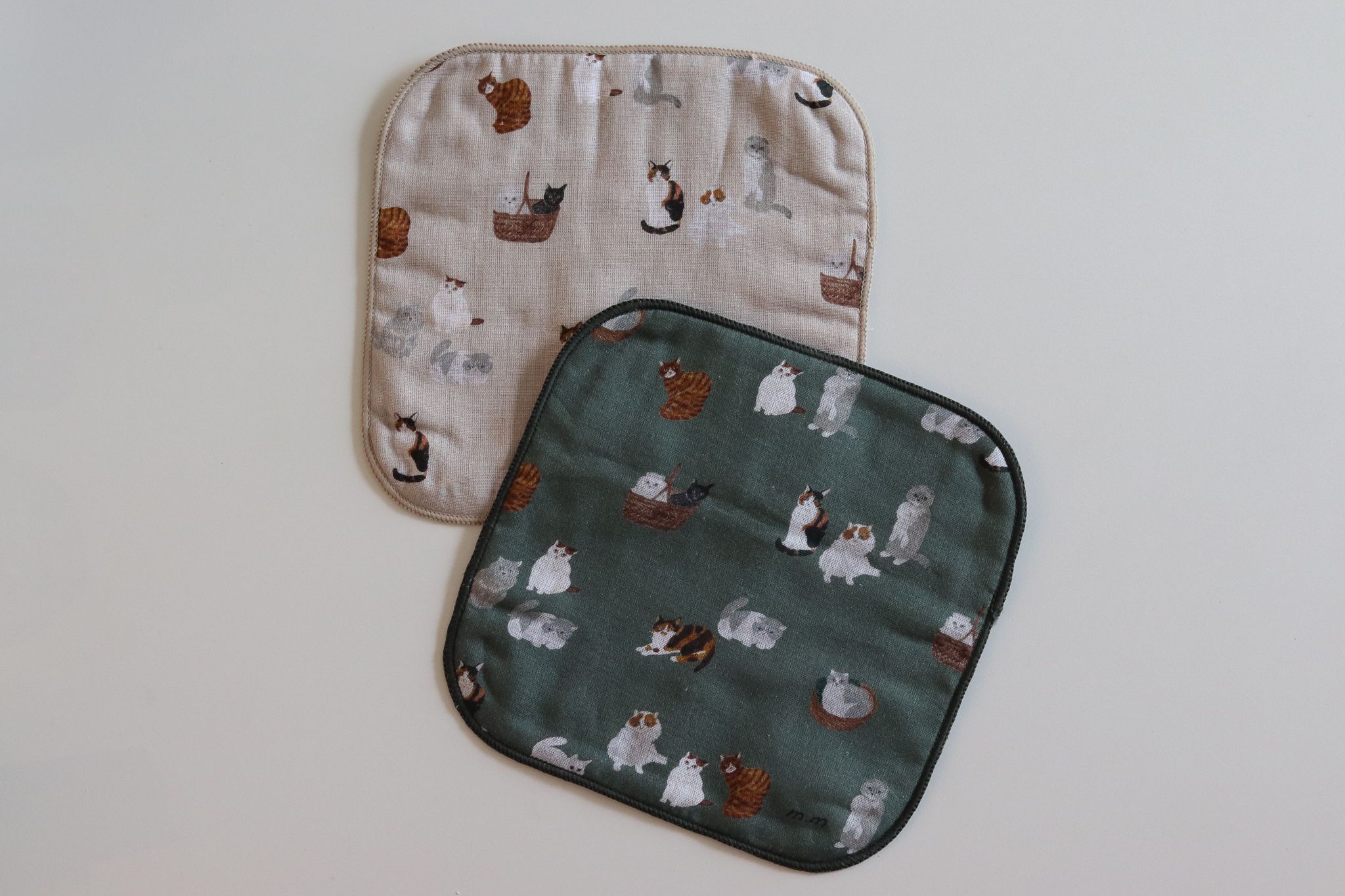 【Yourtableware】松尾美雪 貓咪插畫 印花 手帕 方巾