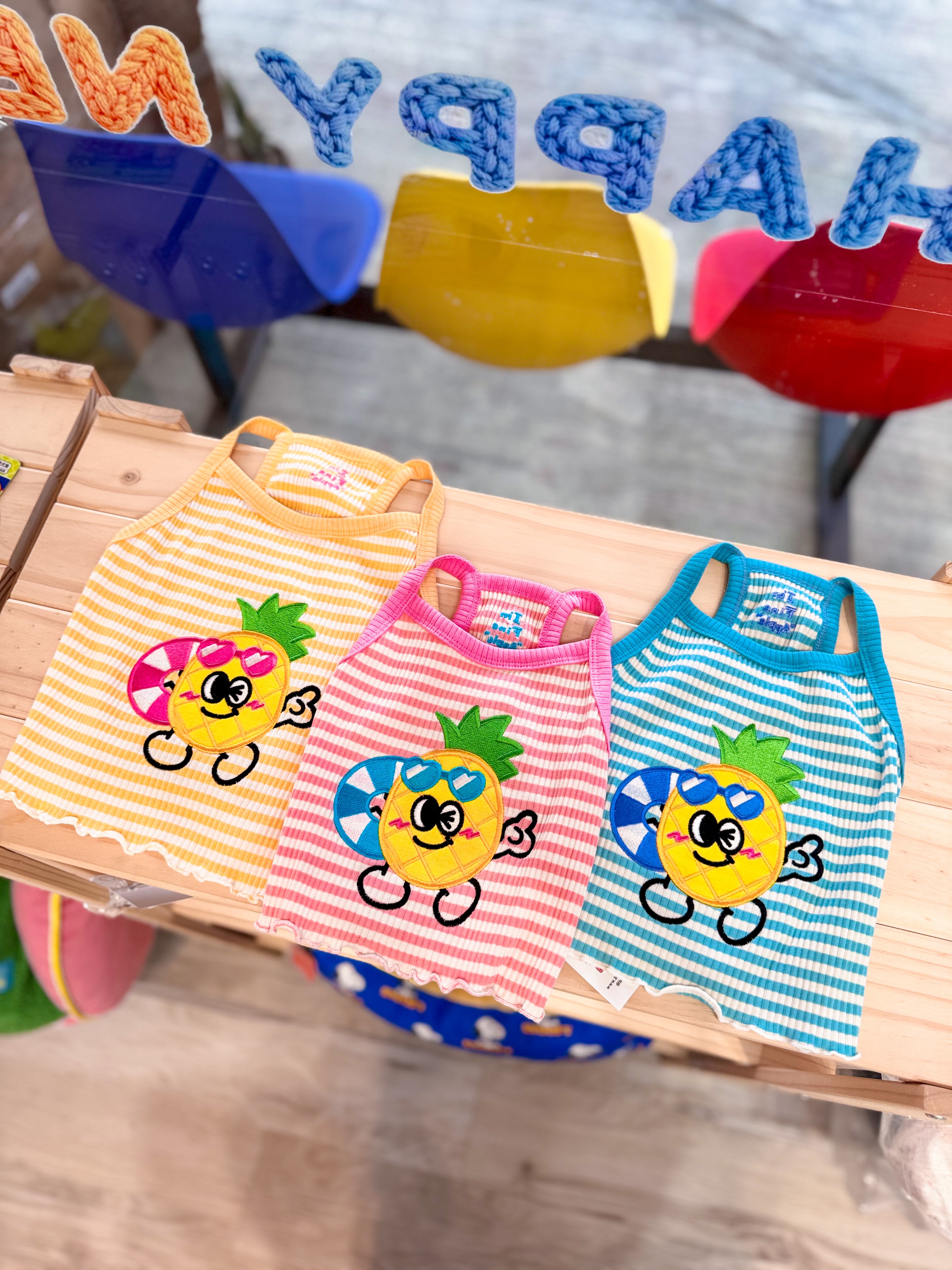 鳳梨-韓國水果家族彈力背心（ 短版 ）