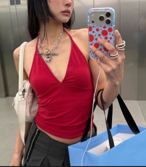 verish 深V BRA TOP SOFT COTTON DEEP V-NECK 소프트 코튼 딥브이넥 홀터