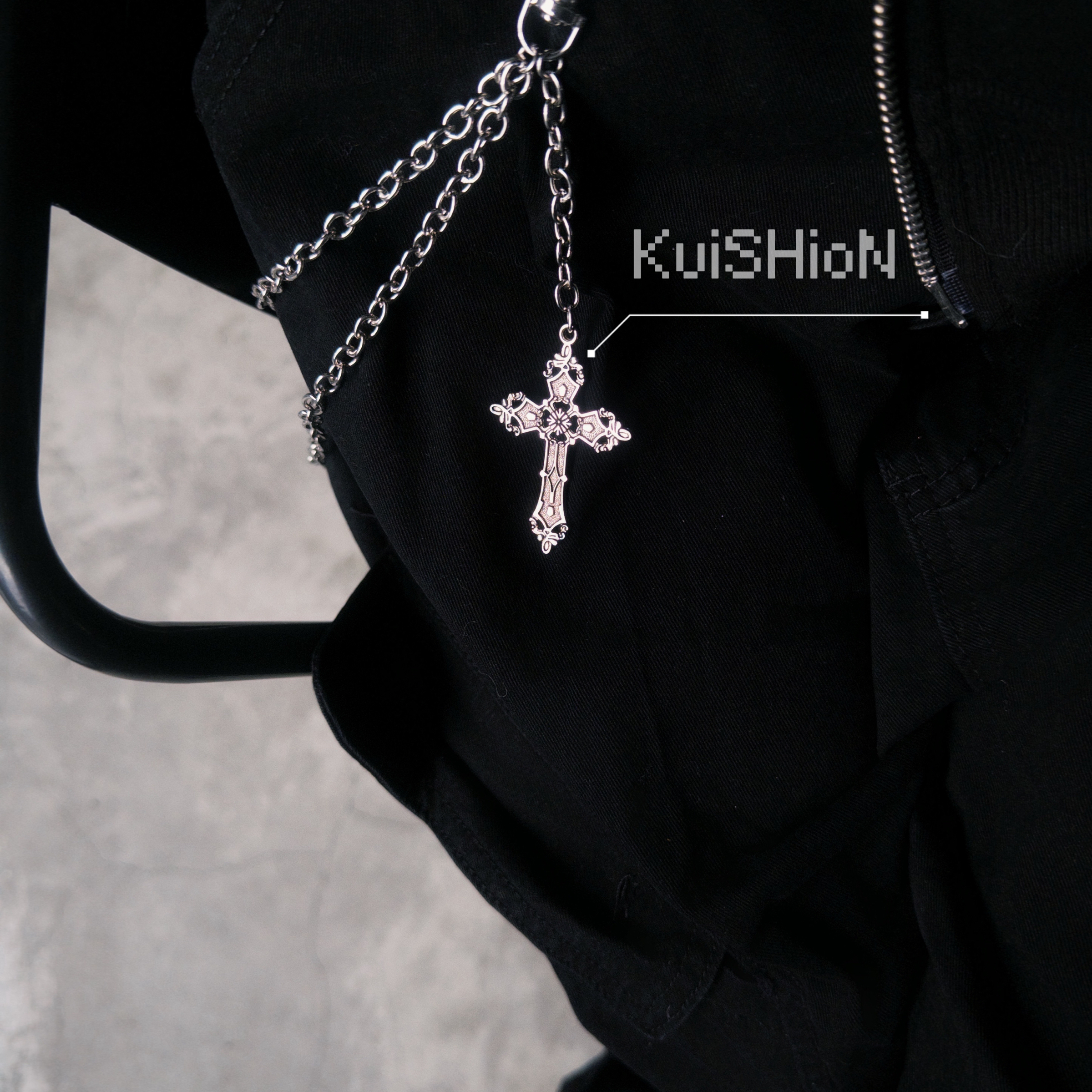 【KuiSHioN】選品* 亞比十字架雙層褲鏈（銀）