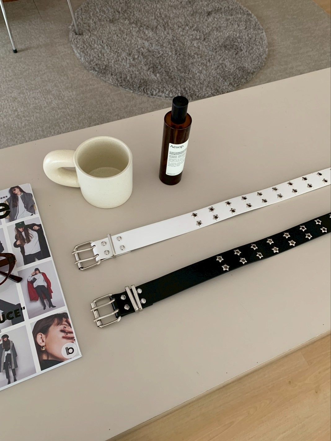 Velpro 現貨｜Y2K復古星星鉚釘寬版皮帶 雙排釦 美式 腰帶 白色皮帶 辣妹 配件 配飾