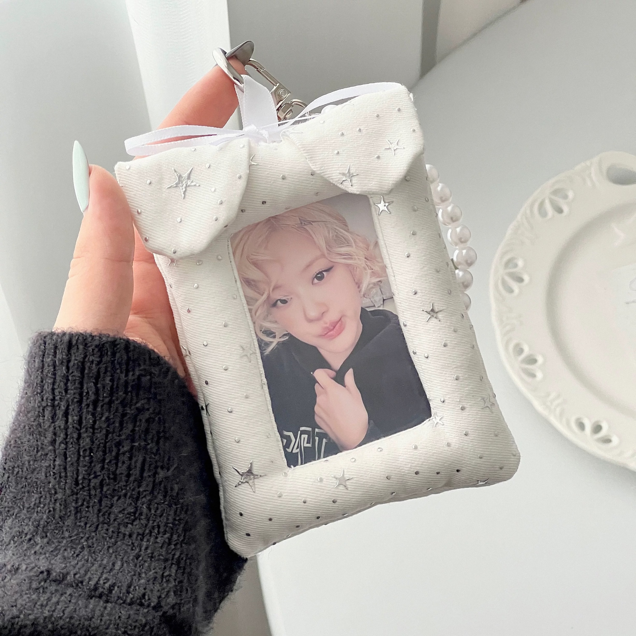 𝑥𝑒𝑛𝑜𝑧 白色星星波點小狗燙銀卡套