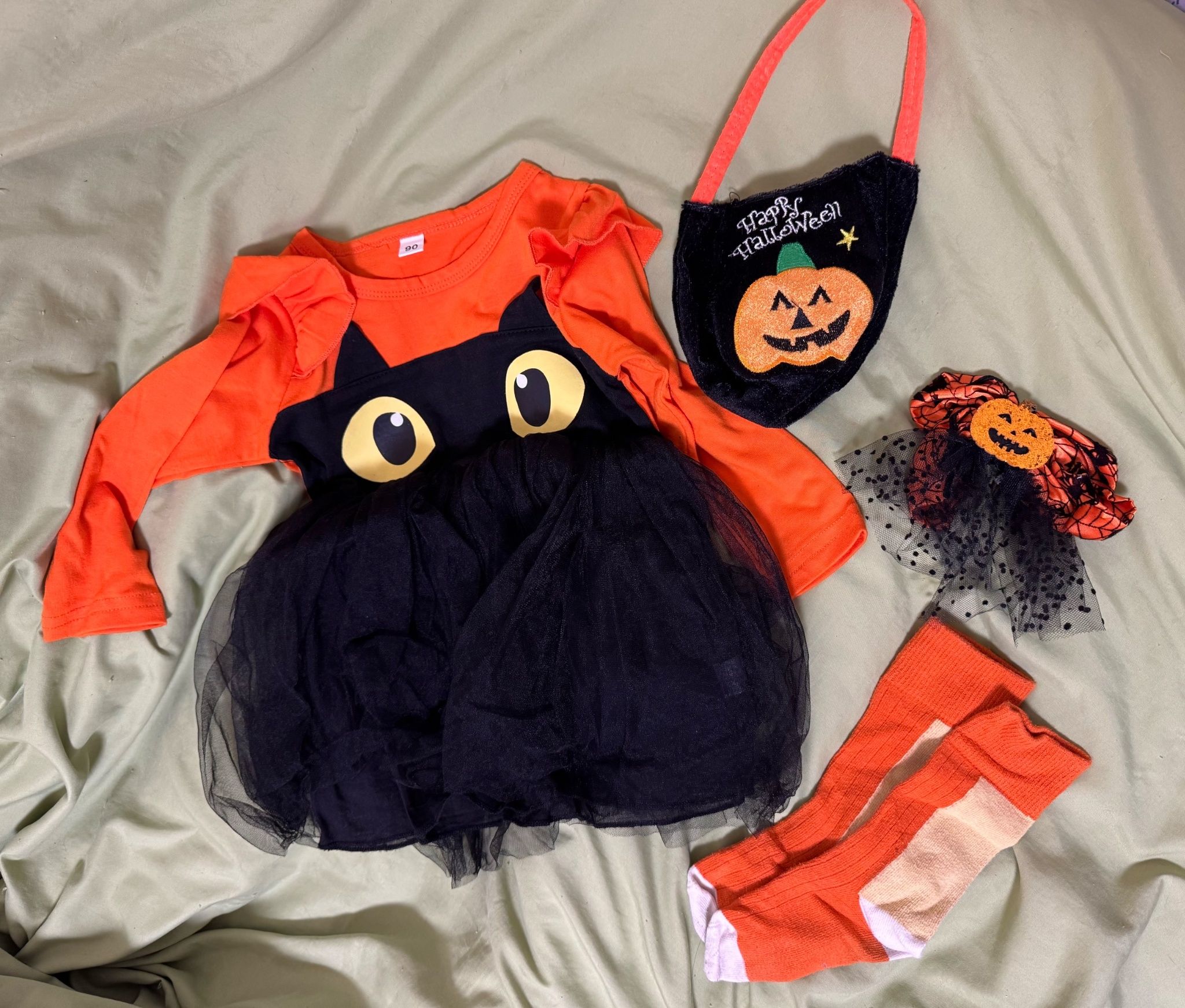 萬聖節黑貓南瓜裙套組90cm