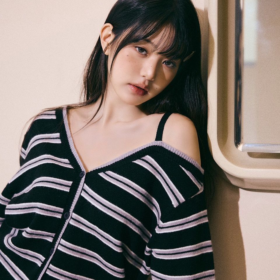 📍Chilling Bubble | rolarola 露肩條紋針織開衫 韓國品牌代購