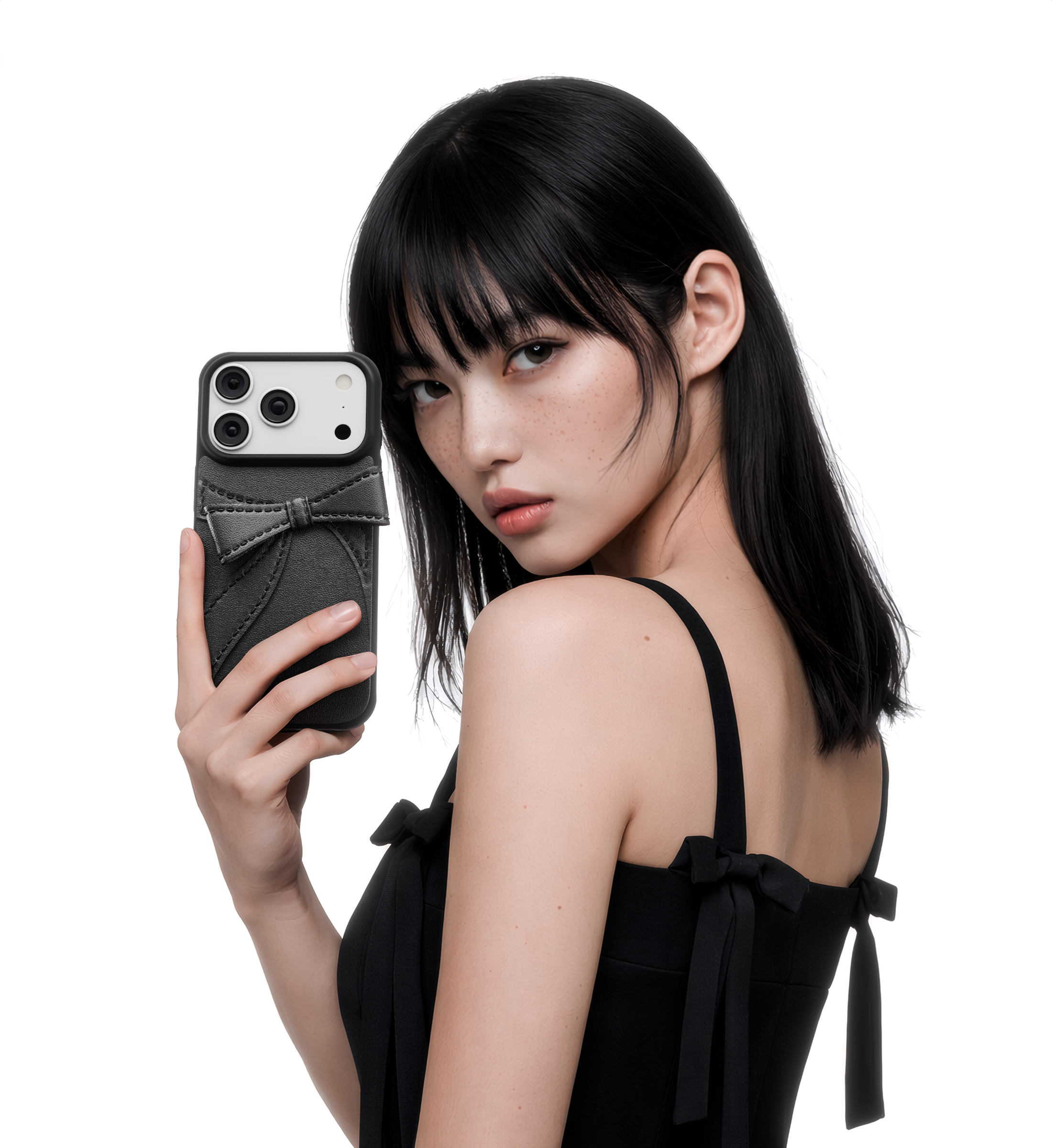 📍Chilling Bubble | ANDAASH iPhone 黑色蝴蝶結手機殼 韓國品牌代購