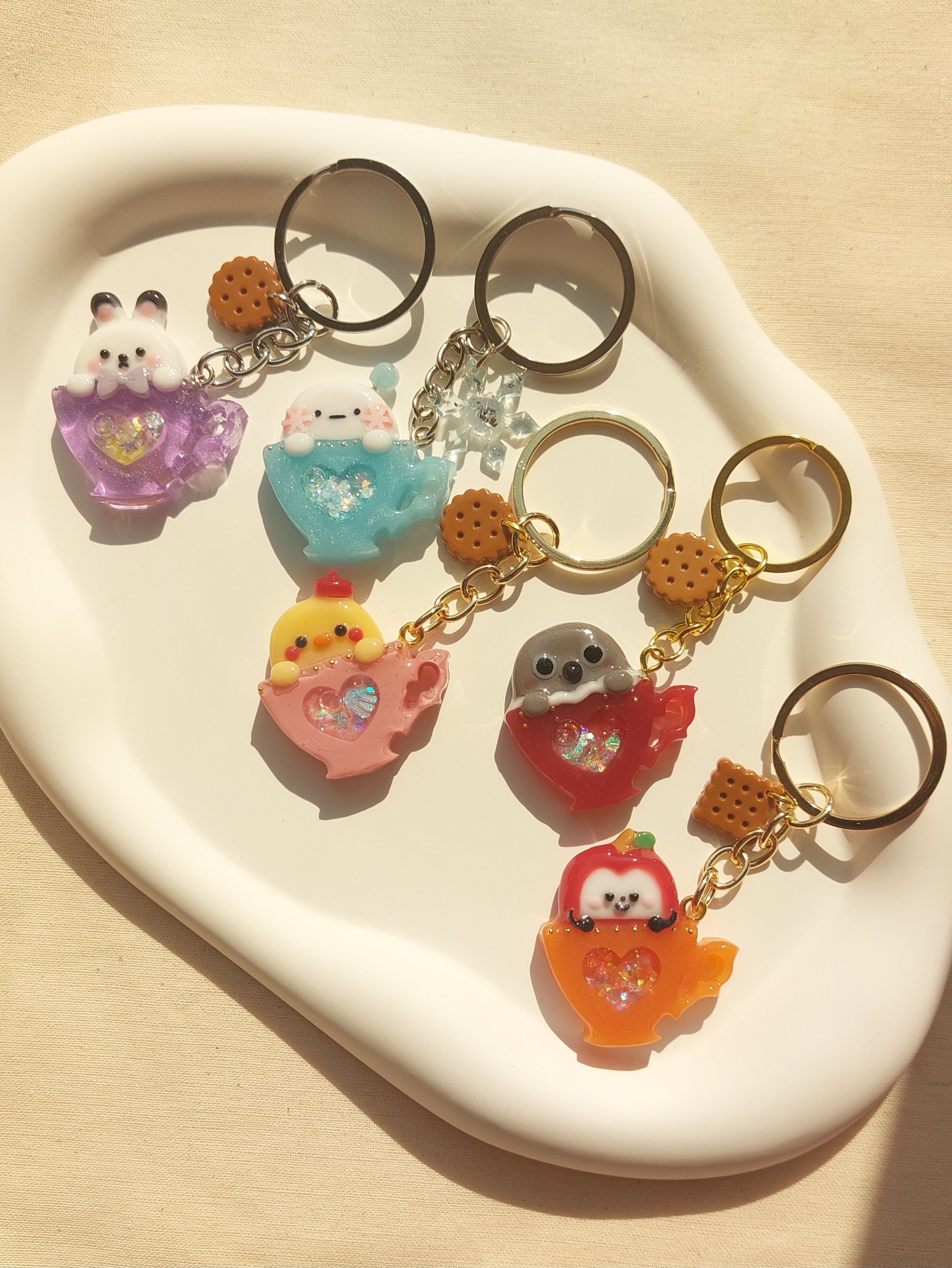 深空茶會系列鑰匙圈 杯中愛心為流沙