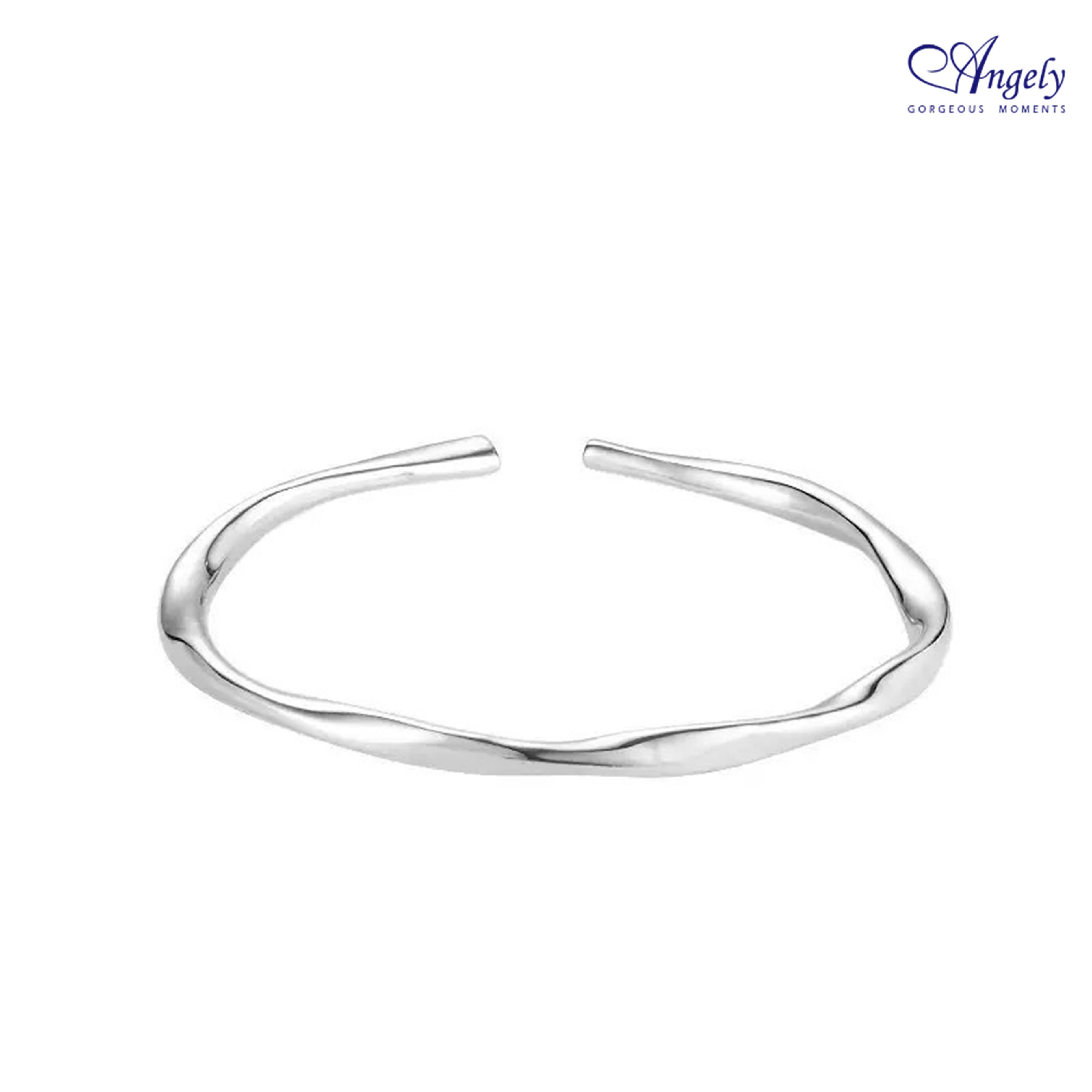 『1+1精選組合 純銀手環+拭銀布』簡約流線純銀手環(享盒裝服務)|百搭 氣質 日常 生日禮物 情人禮物 女生禮物