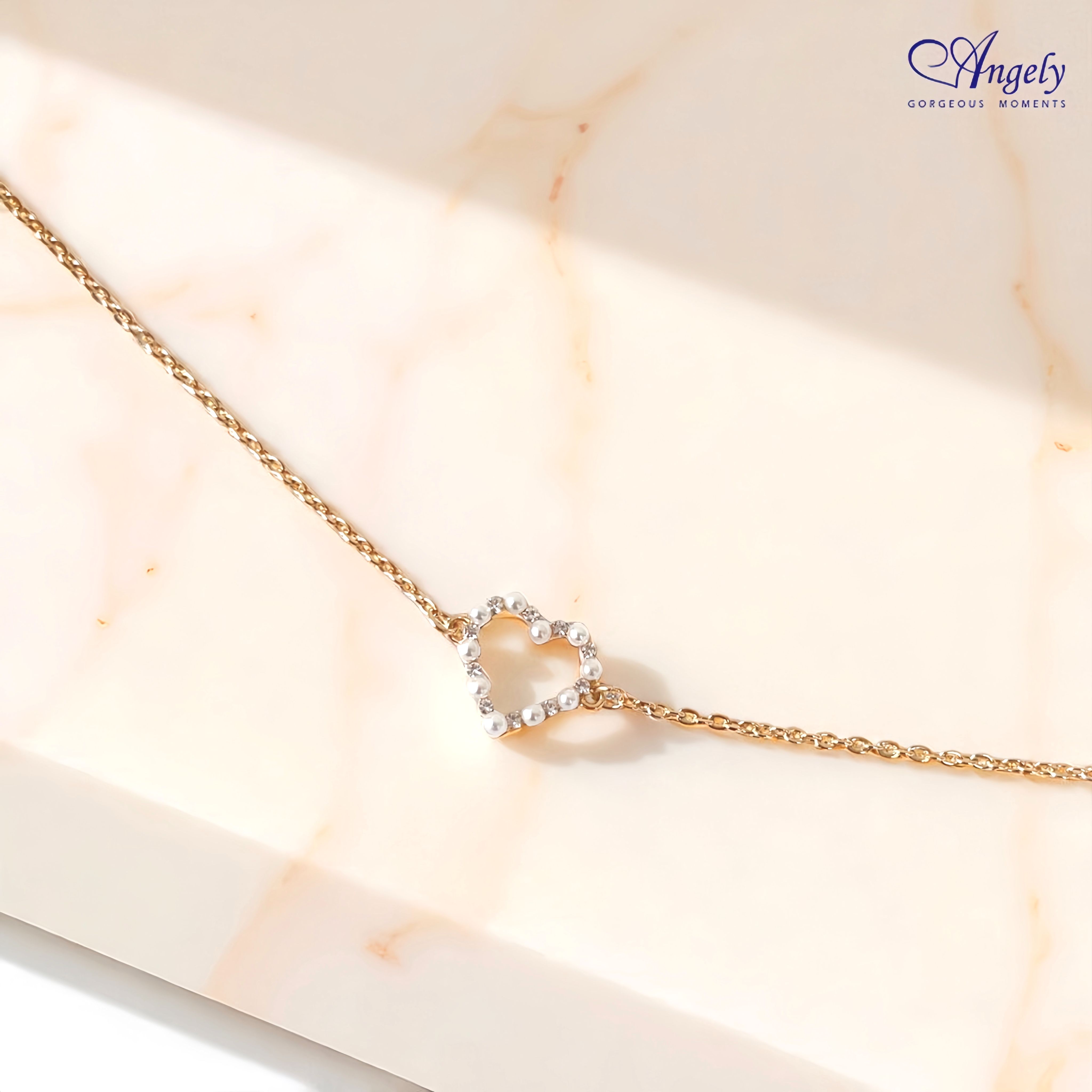 【Angely】愛心貝珠手鍊(享盒裝服務)| 生日禮物 情人禮物 女生禮物