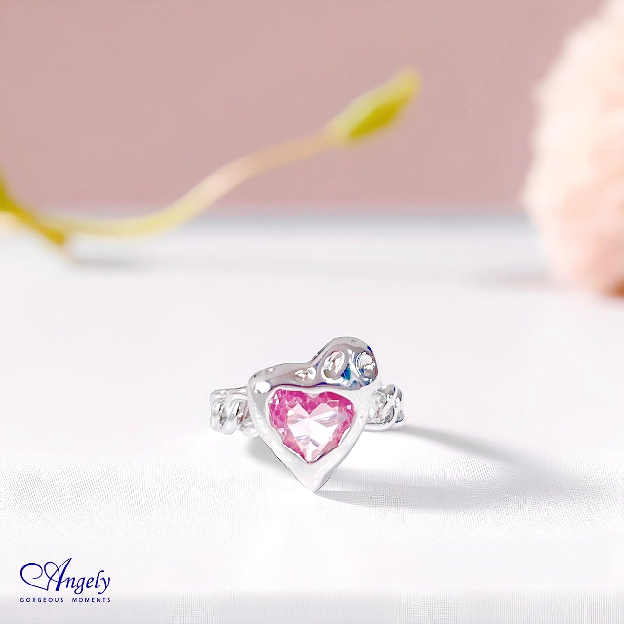 【Angely】粉色心動 造型愛心戒指(享盒裝服務)|設計 個性 獨特 生日禮物 情人禮物 女生禮物