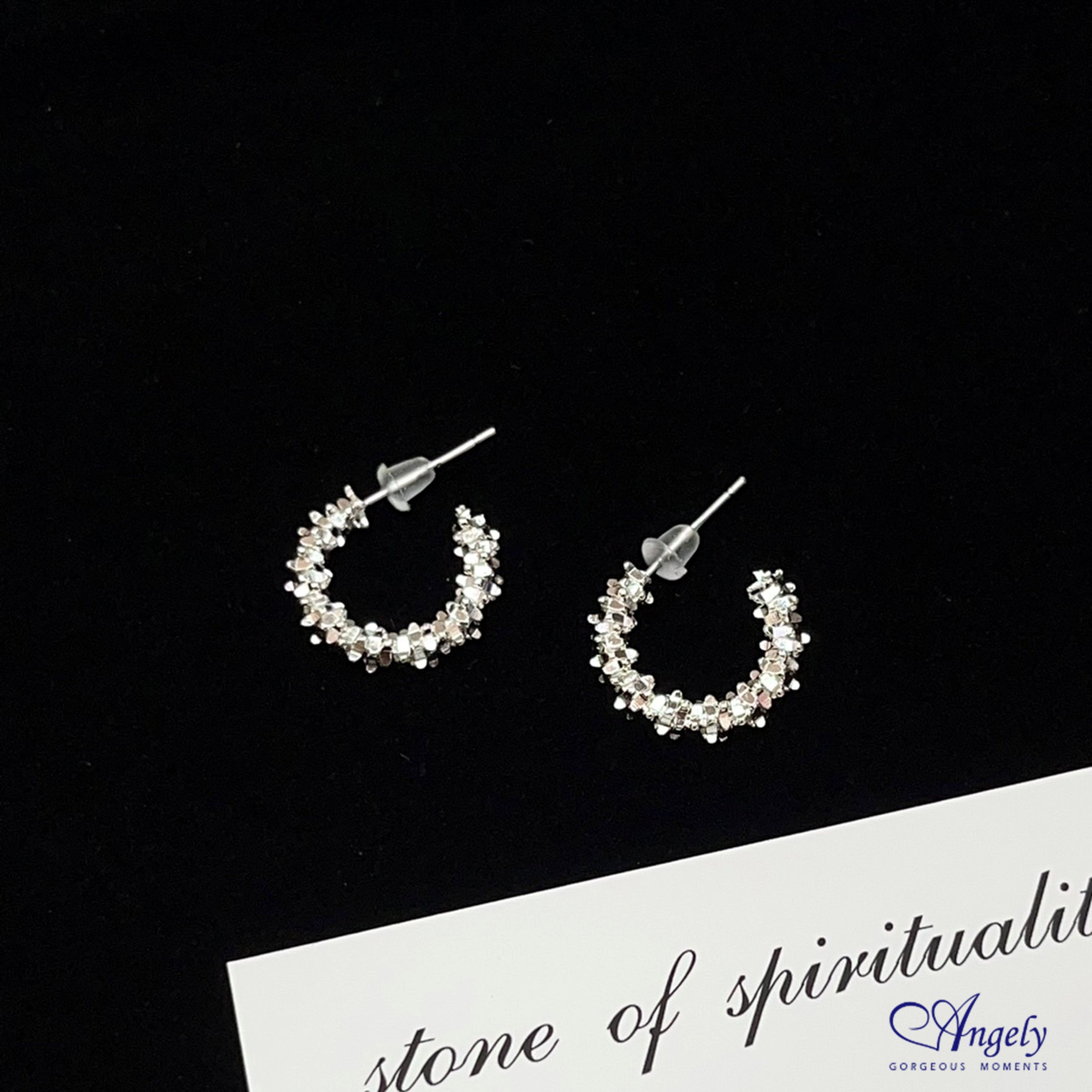 Angely】『1+1精選組合 純銀耳環+拭銀布』純銀C型造型耳環(享盒裝服務)|氣質 日常 百搭 生日禮物 情人禮物