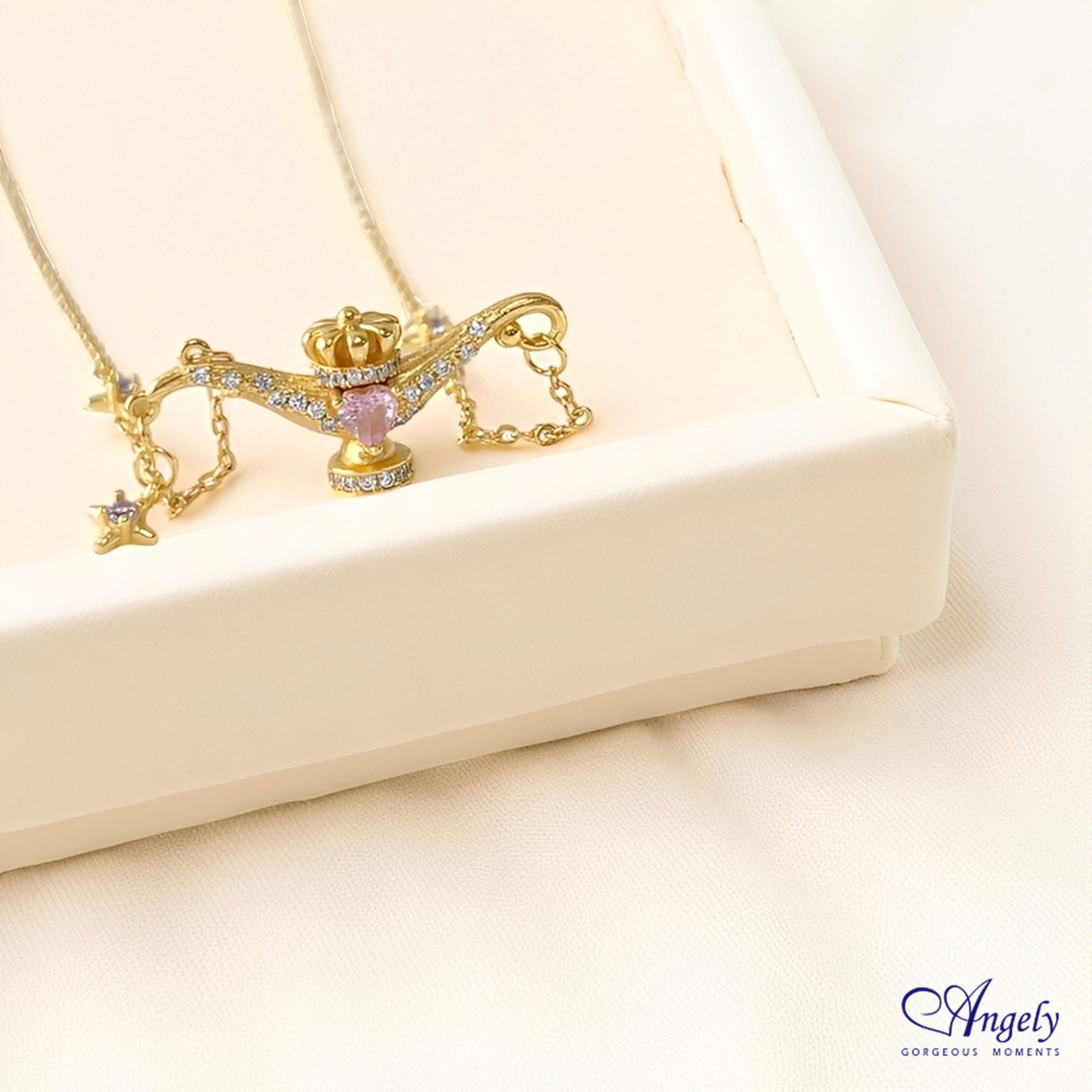 【Angely】心願成真.粉鋯石神燈項鍊(享盒裝服務)|浪漫 溫柔 甜美 生日禮物 情人禮物 女生禮物