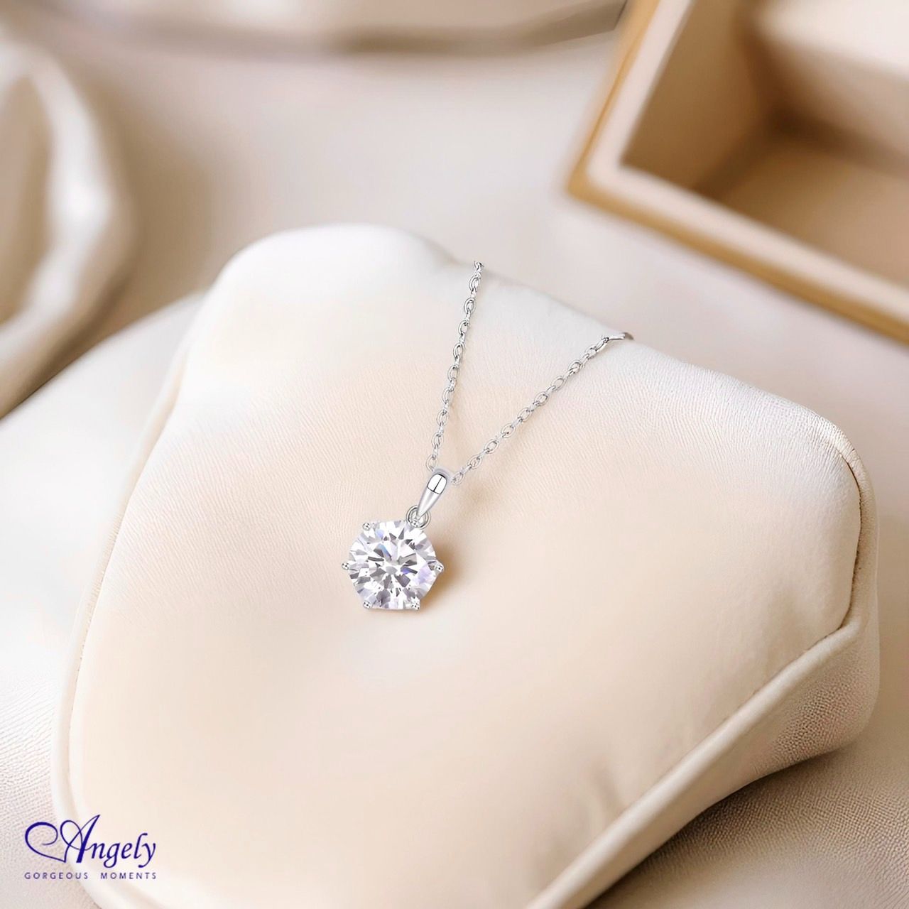 【Angely】『1+1 週年慶限定獨家組合』恆星之耀 閃耀鋯石單鑽項鍊&戒指套組(享盒裝服務)|六爪精鑲 生日禮物