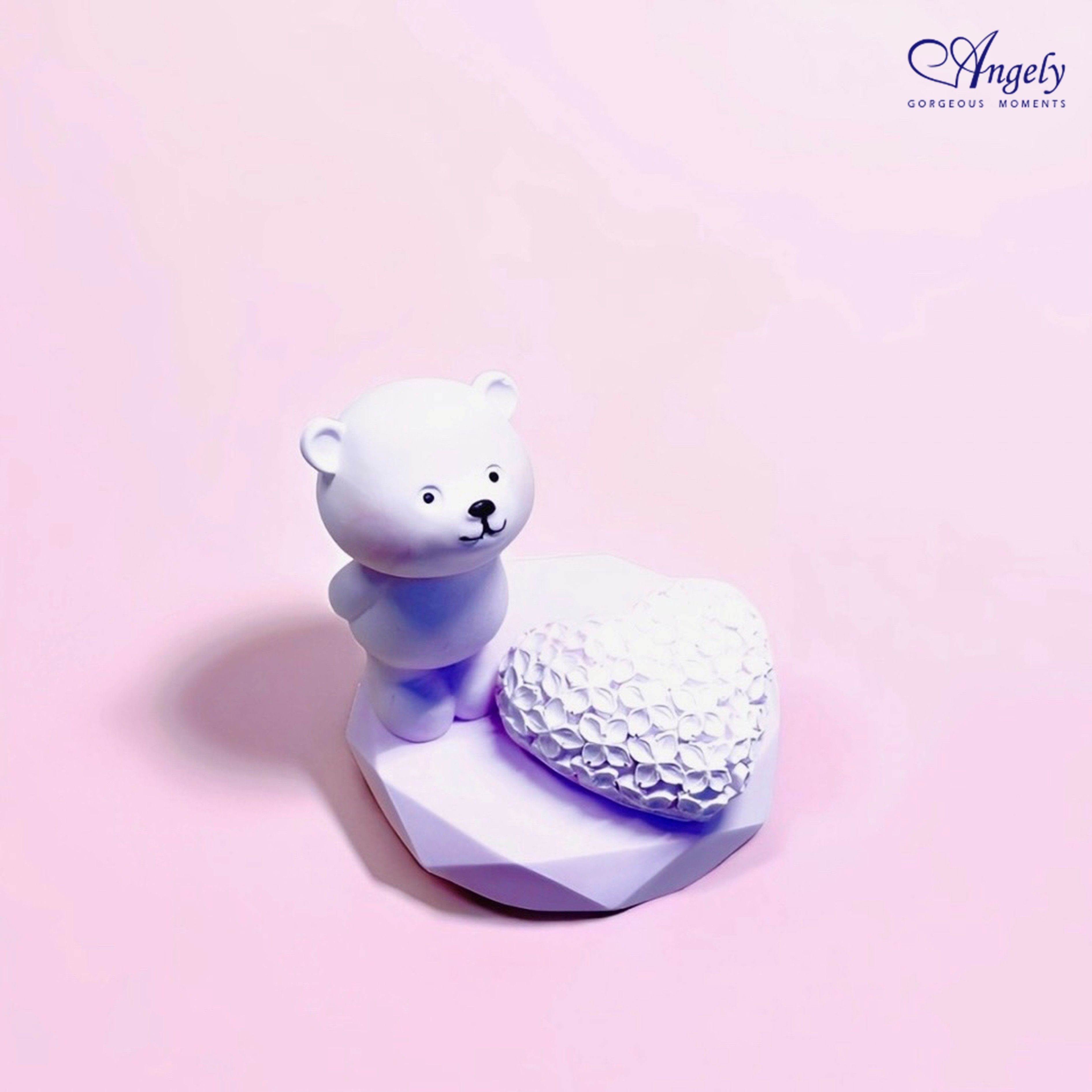 【Angely】小熊愛心擴香石三件組(享盒裝服務)|可愛 質感 療癒擺飾 生日禮物 情人禮物 女生禮物 生活小物